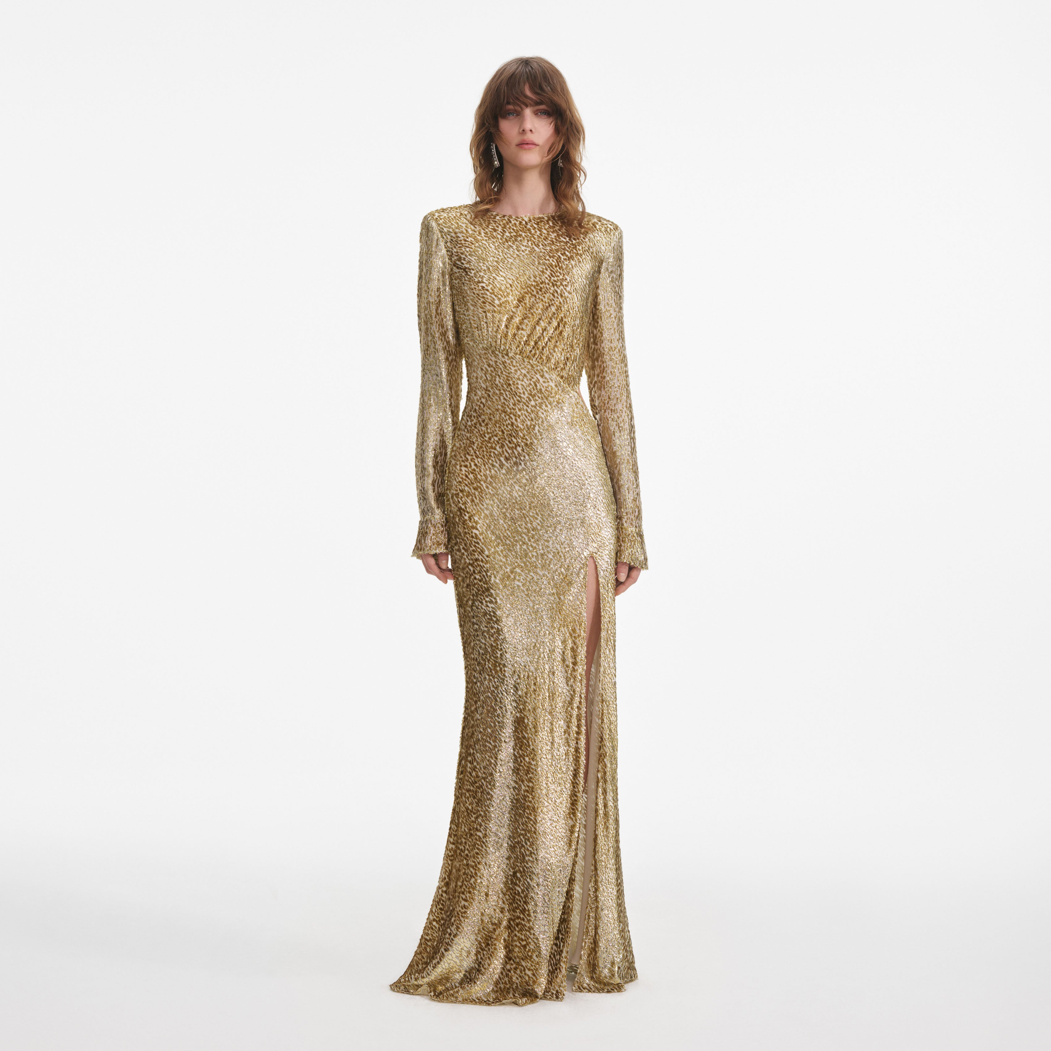 Gold Fil Coupe Maxi Dress self-portrait Gold Fil Coupe Maxi Dress self-portrait