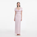 Pink Crepe Crystal Trim Maxi Dress