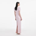 Pink Crepe Crystal Trim Maxi Dress