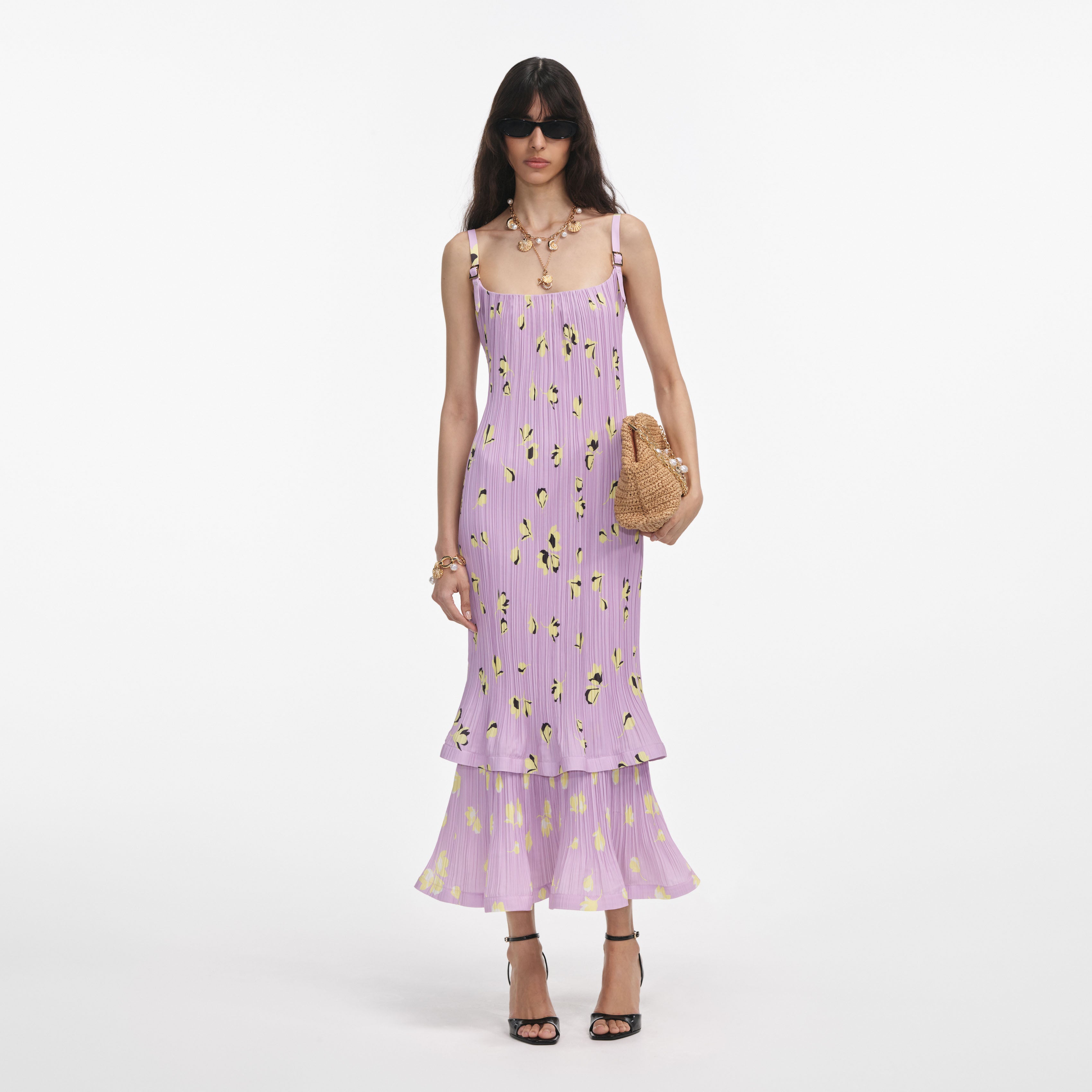 self portrait lilac chiffon midi dress Lilac Floral Chiffon Midi Dress self-portrait-US