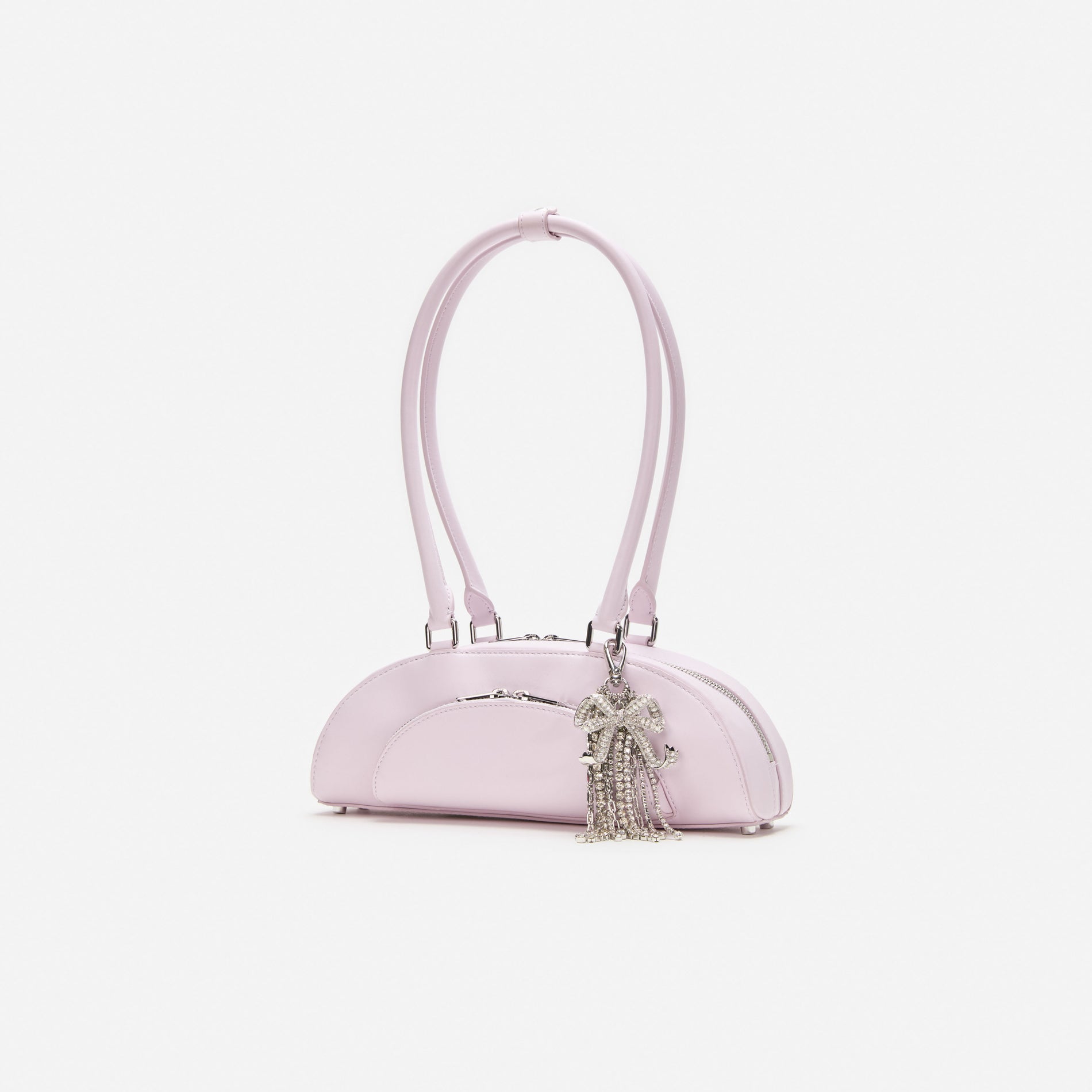 Lilac Leather Curved Charm Shoulder Bag