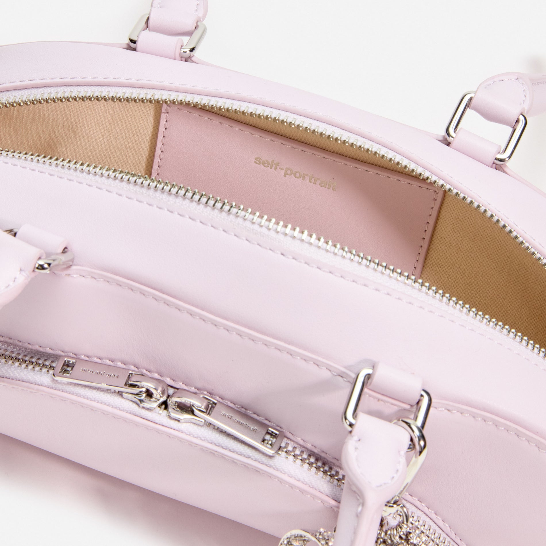 Lilac Leather Curved Charm Shoulder Bag