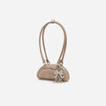 Grey Suede Mini Shoulder Bag With Charm
