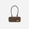 Brown Leather Shoulder Bag With Charm