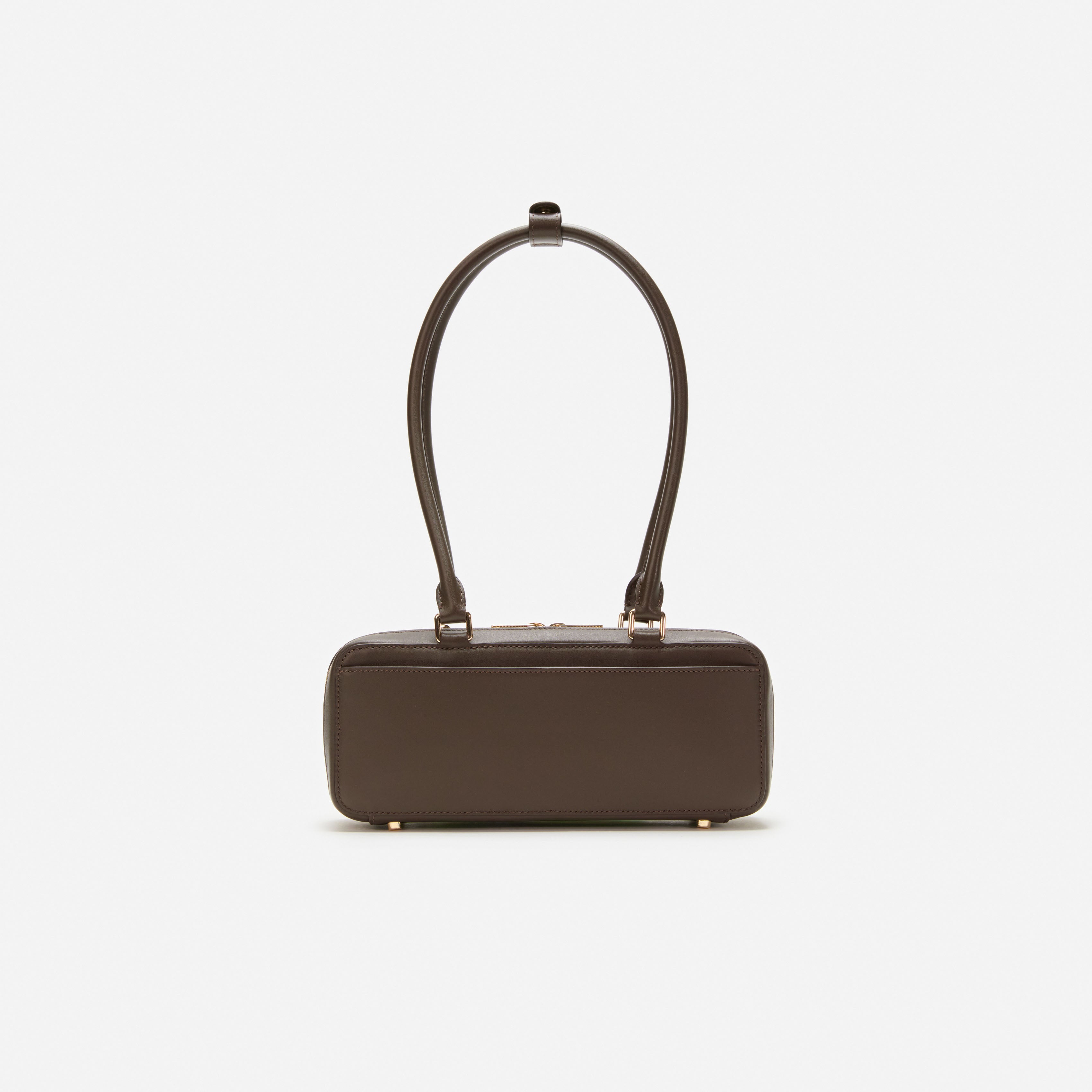 Brown Leather Shoulder Bag With Charm