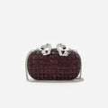 Burgundy Chainmail Clutch Bag