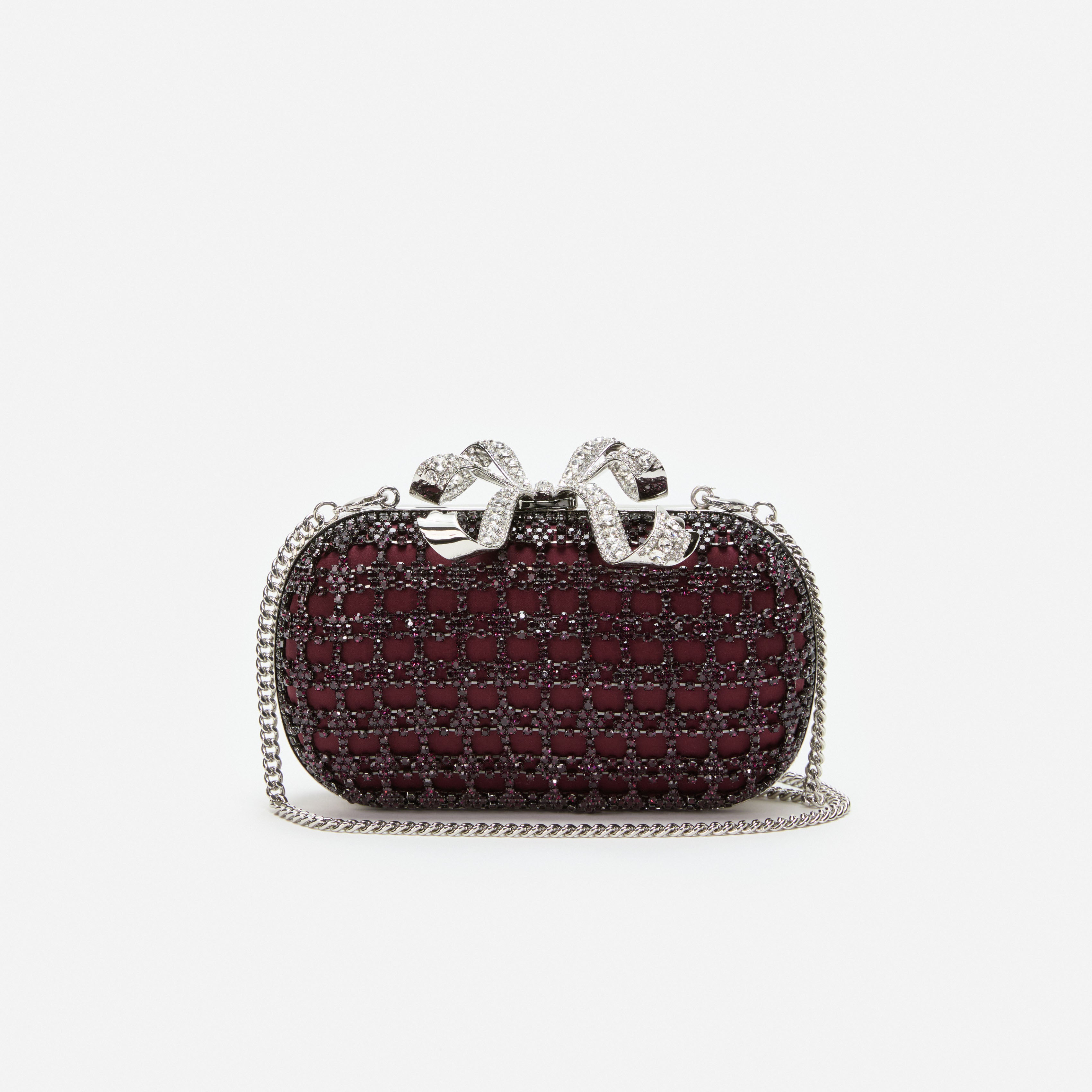 Burgundy Chainmail Clutch Bag