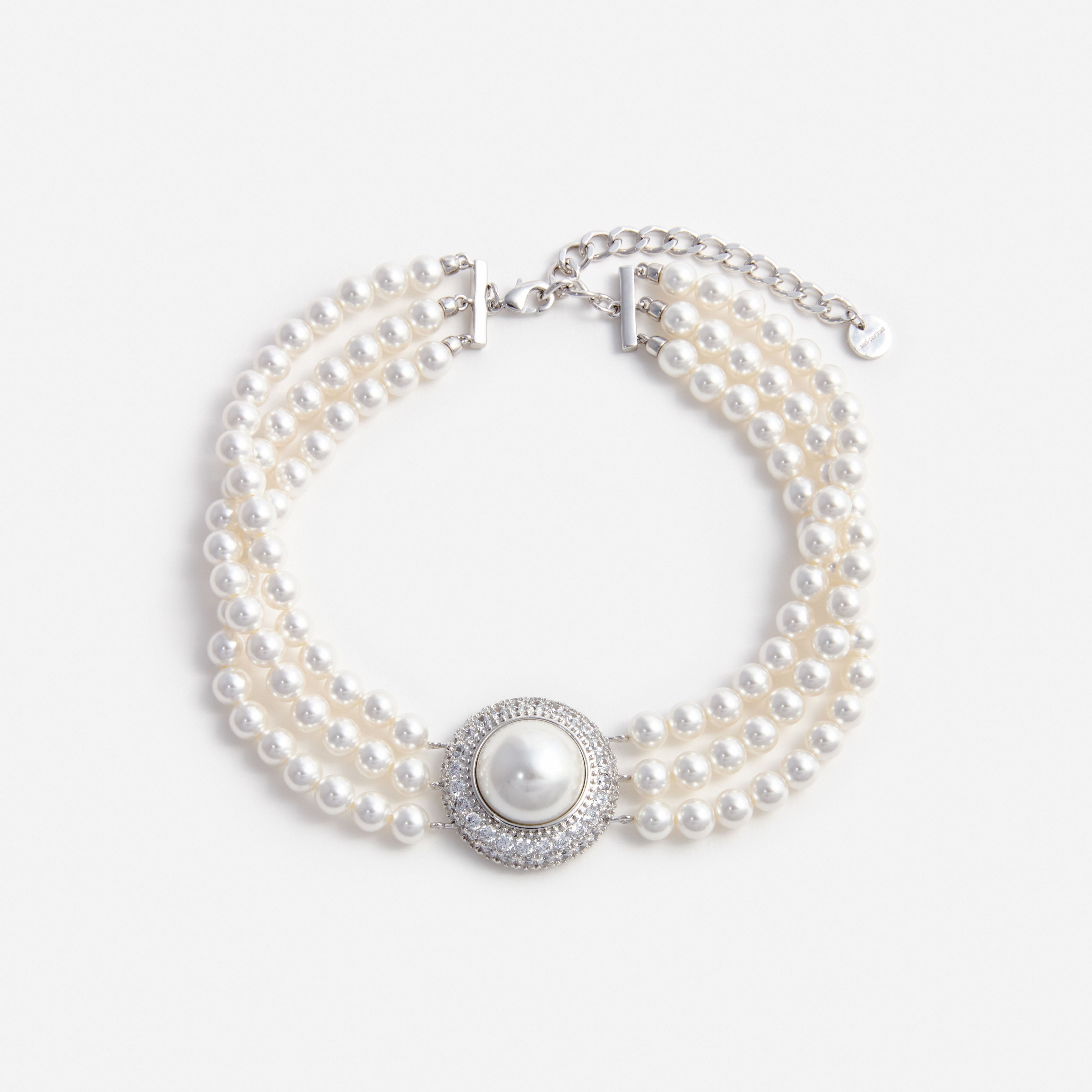 작은 크리스탈 진주 초커