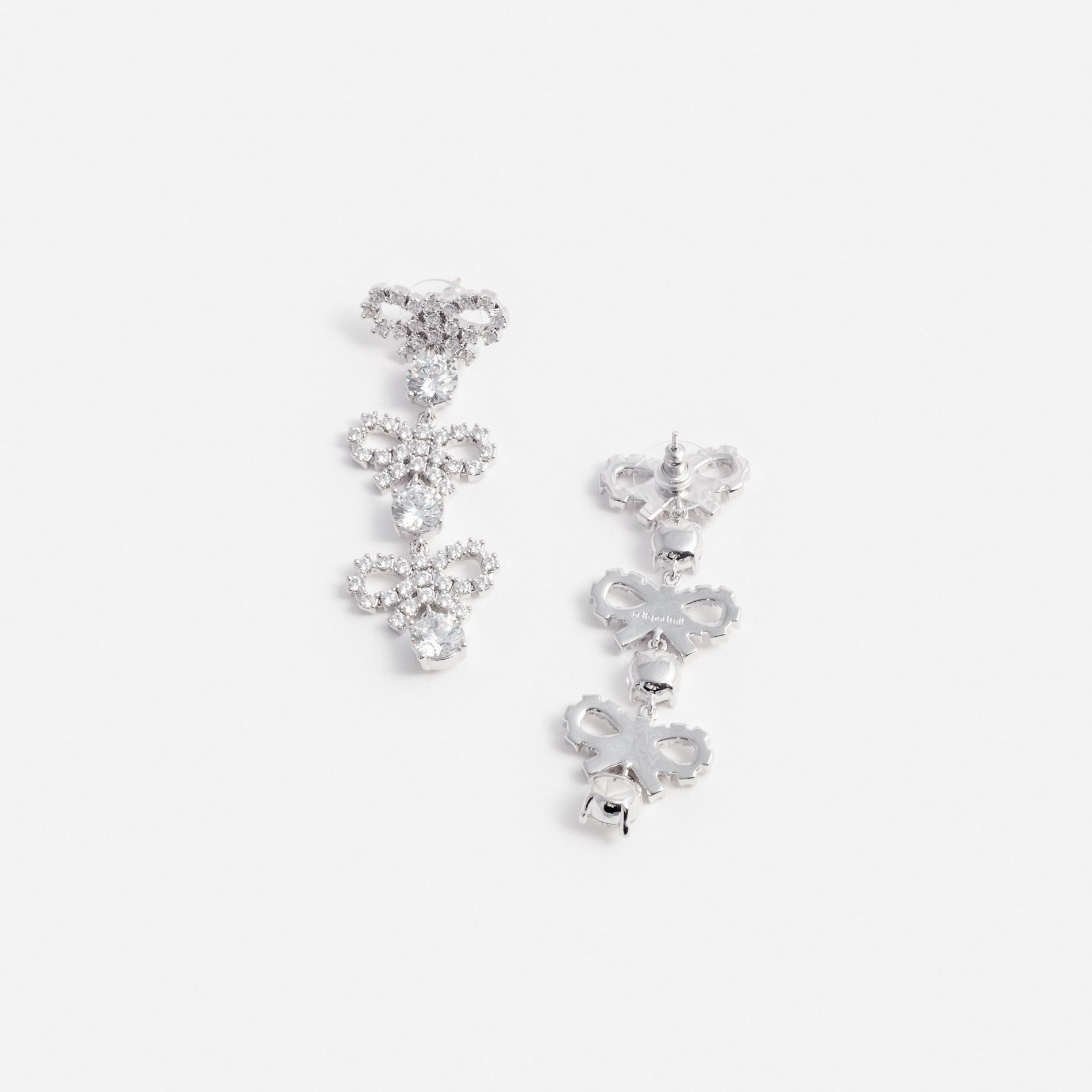 Micro Bow Crystal Tiered Earrings
