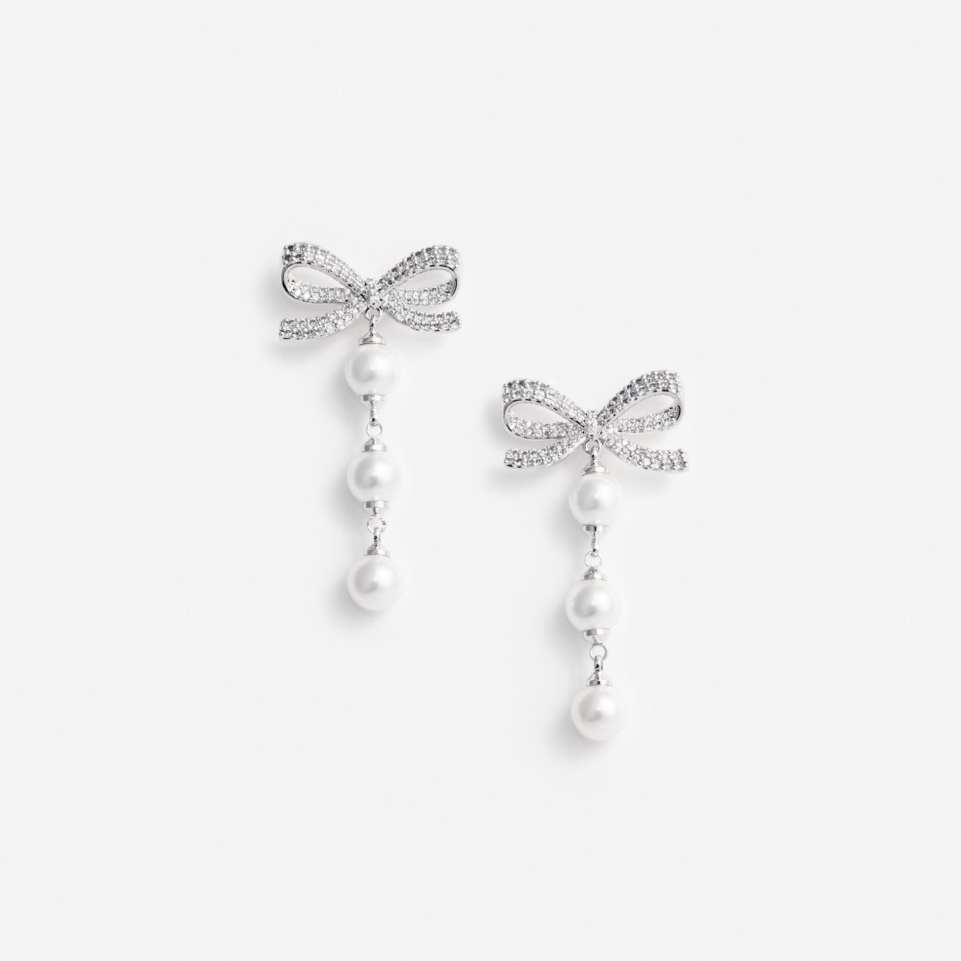 Bow Tiered Pearl Earrings
