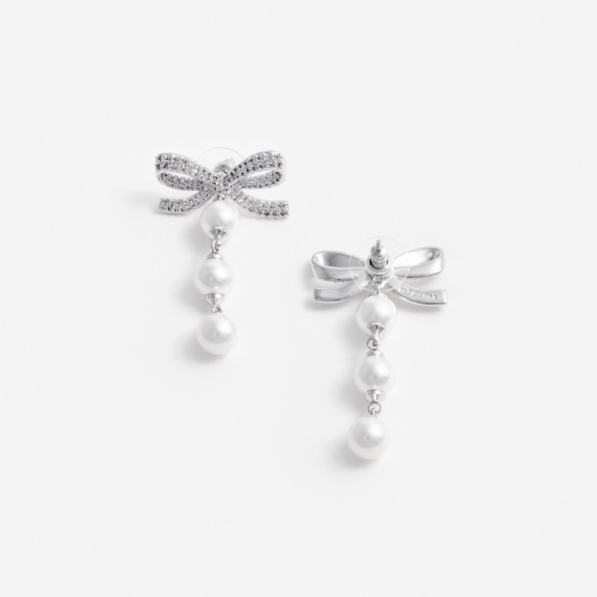 Bow Tiered Pearl Earrings
