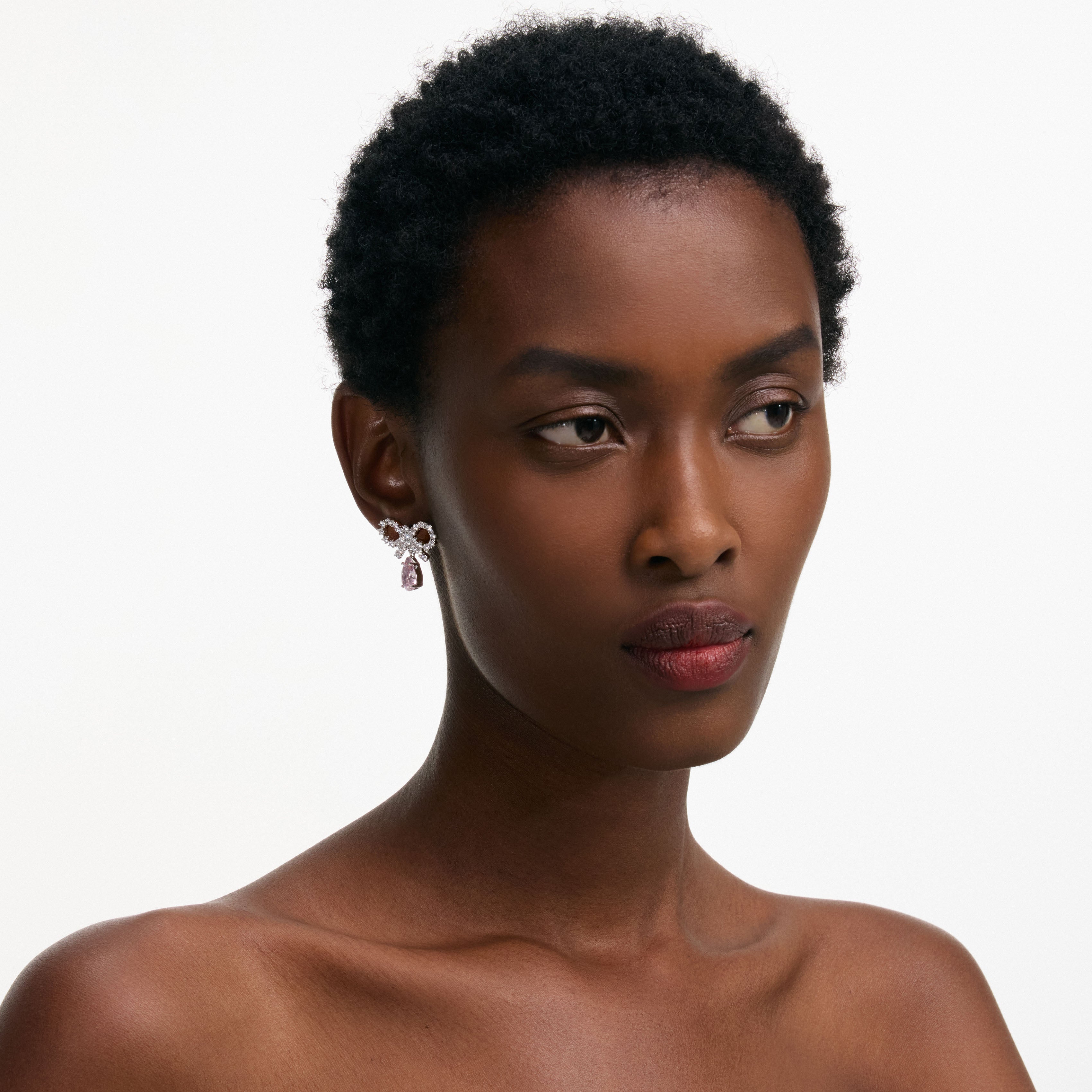 마이크로 보우 핑크 물방울 귀걸이