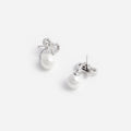 Crystal Bow Pearl Jacket Earrings