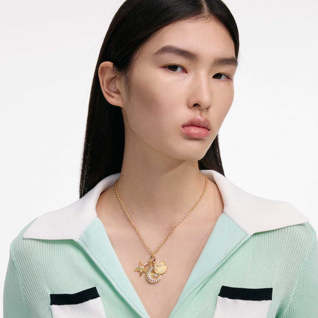 골드 멀티 참 목걸이