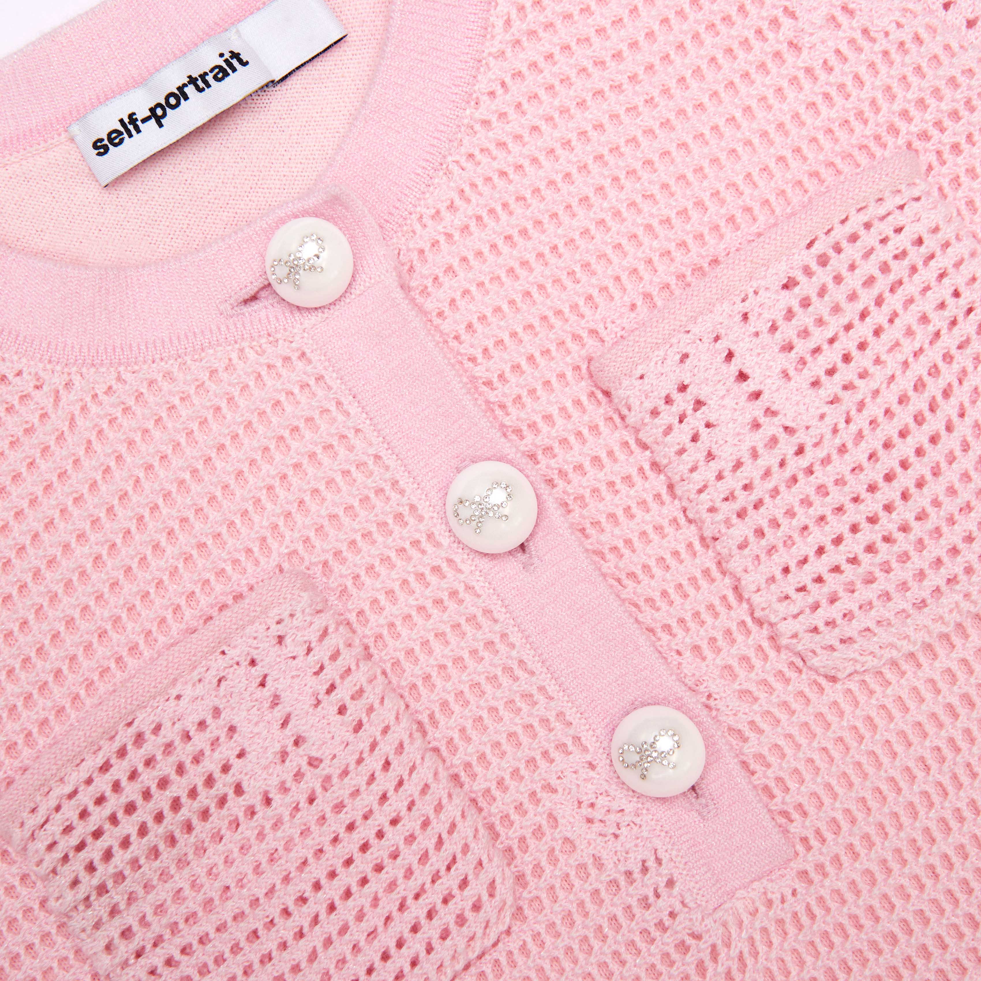 핑크 리본 크로셰 니트 드레스