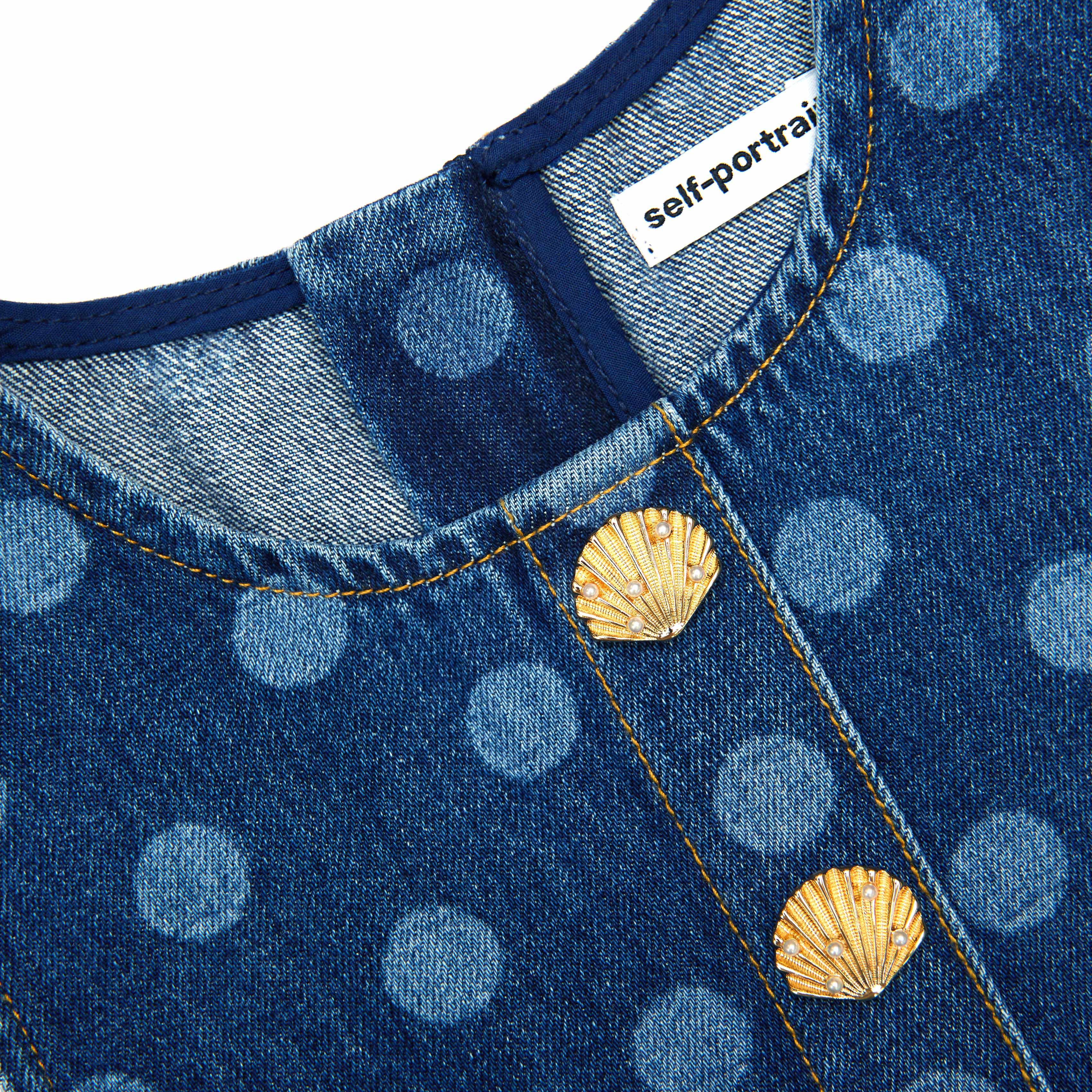 폴카 도트 데님 드레스