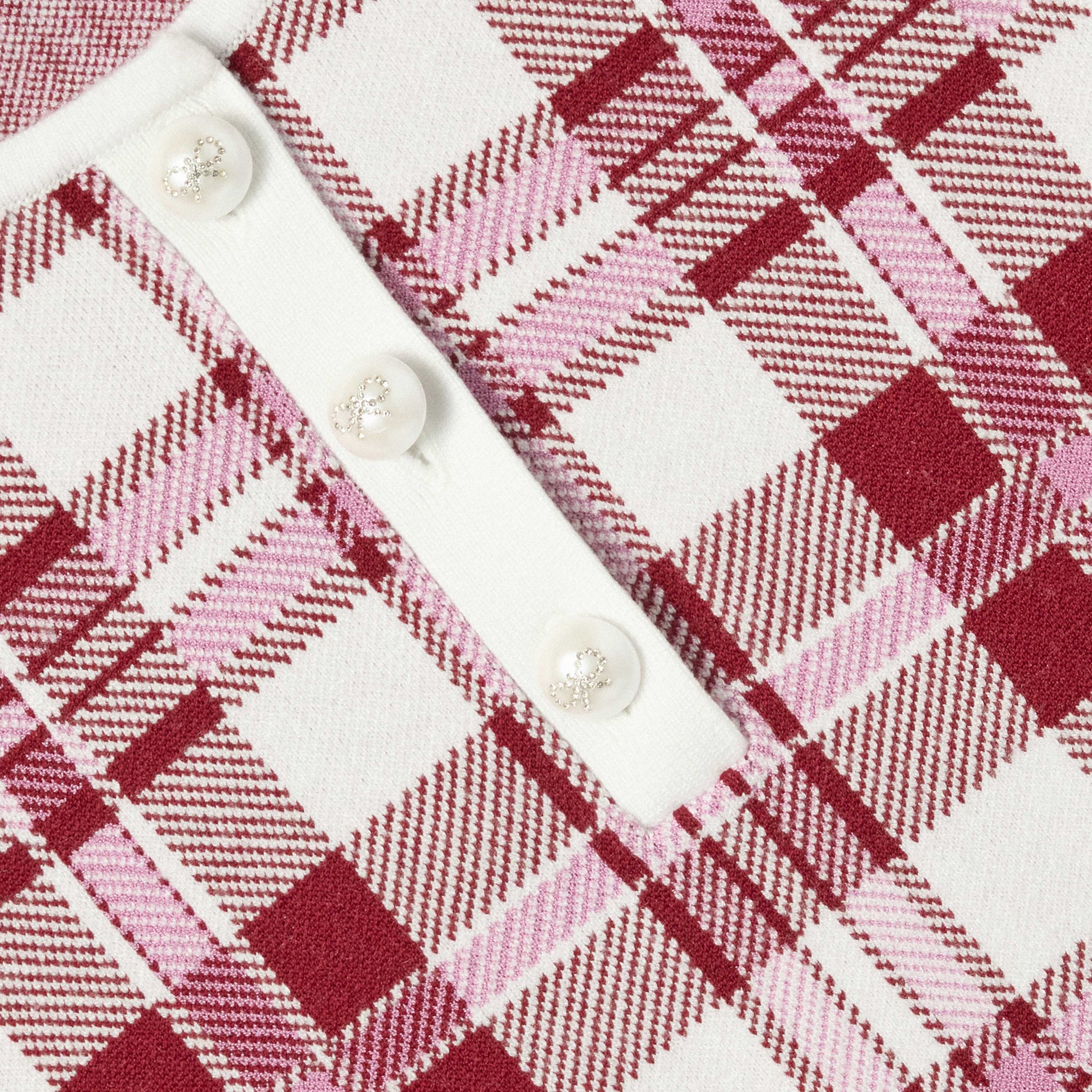 버건디 체크 니트 드레스