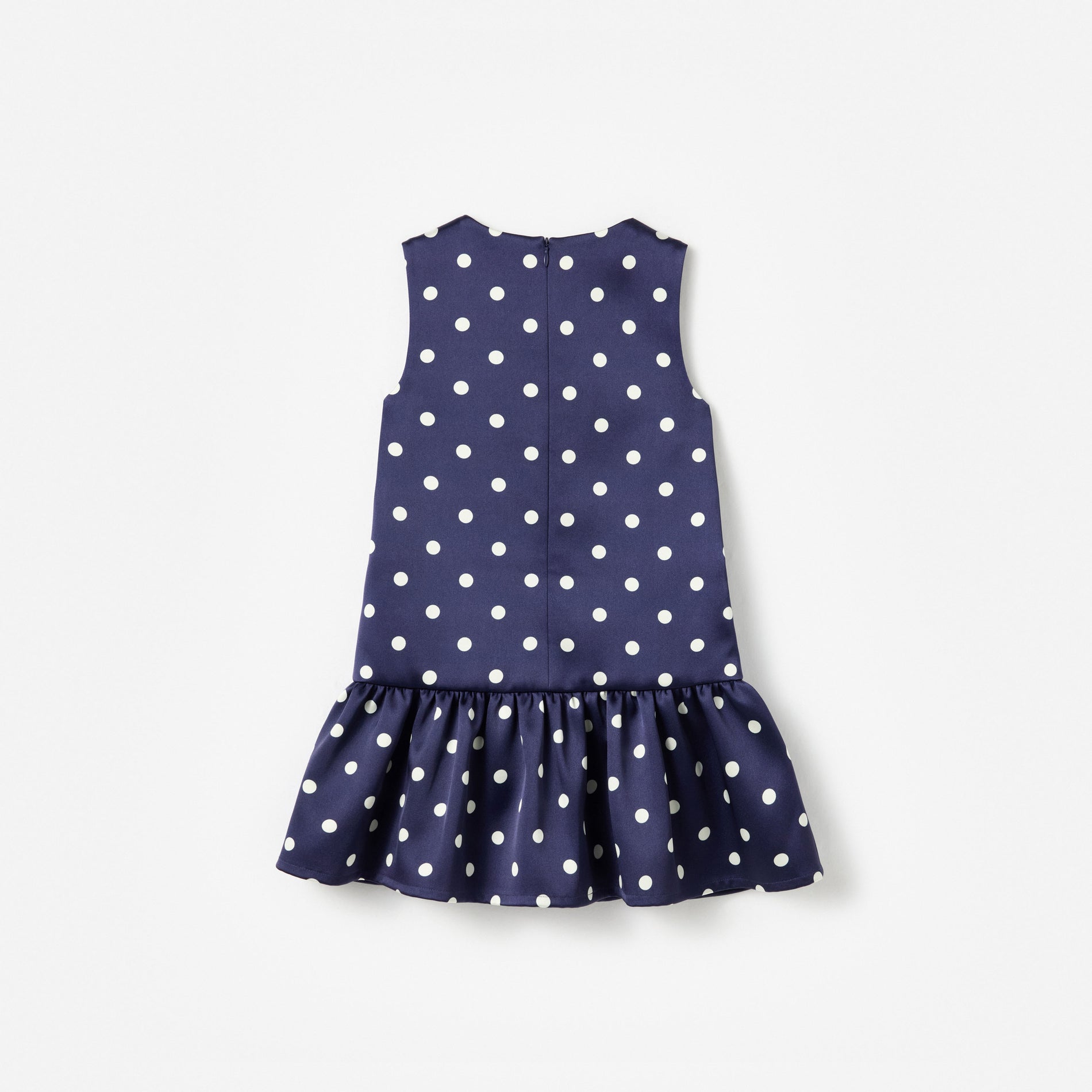 Navy Taffeta Polka Dot Button Down Dress