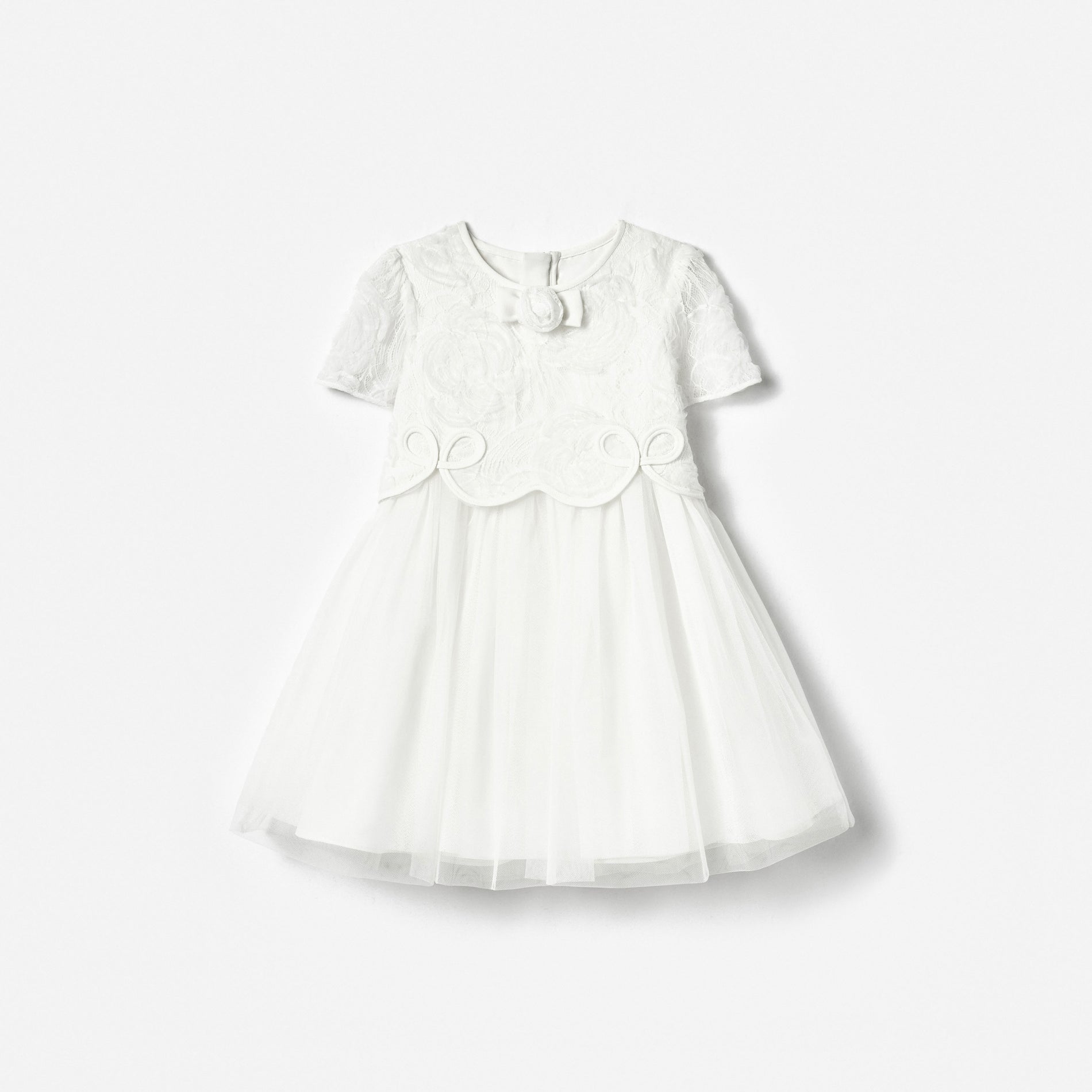 White Lace Bow Detail Dress