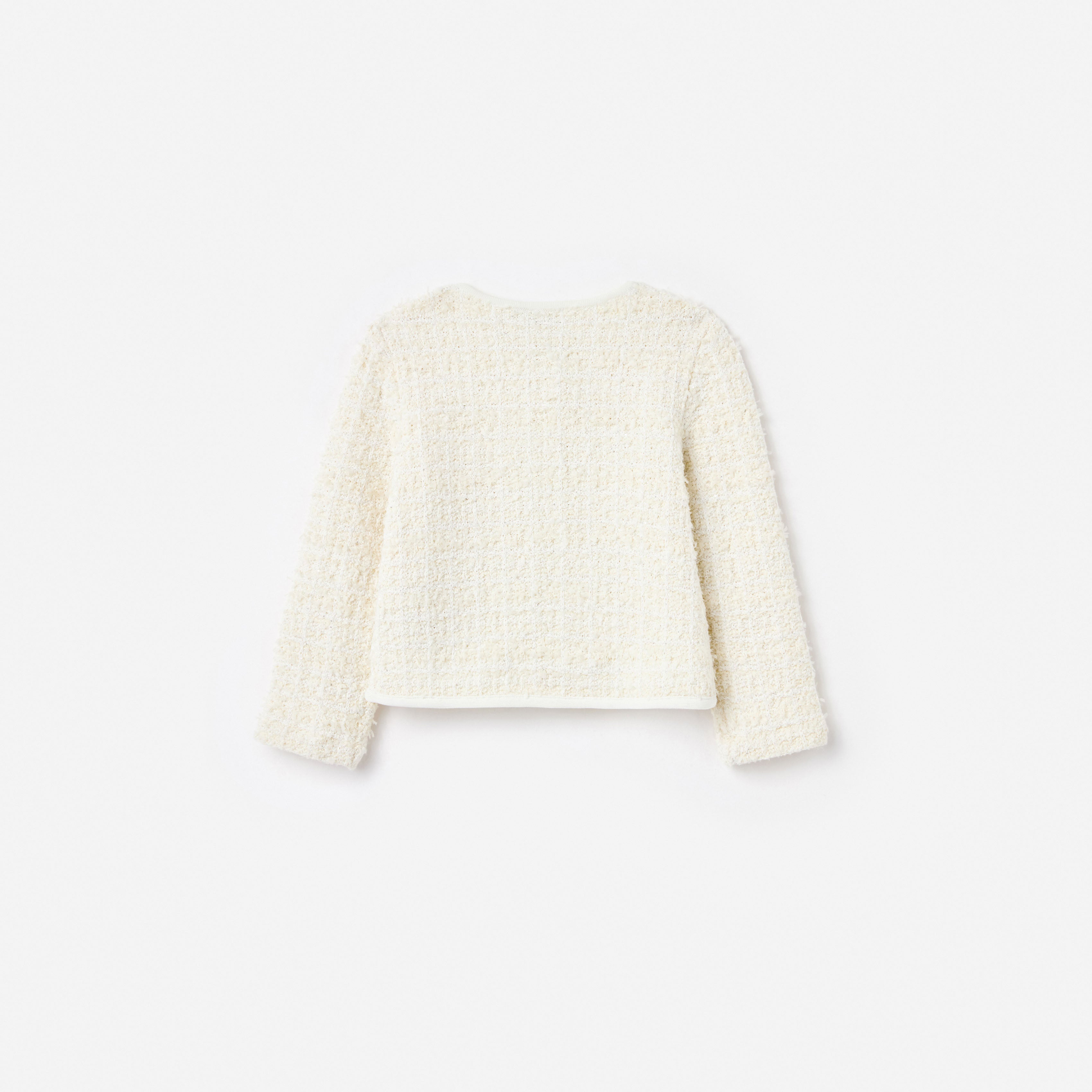 크림색 텍스처 리본 디테일 카디건