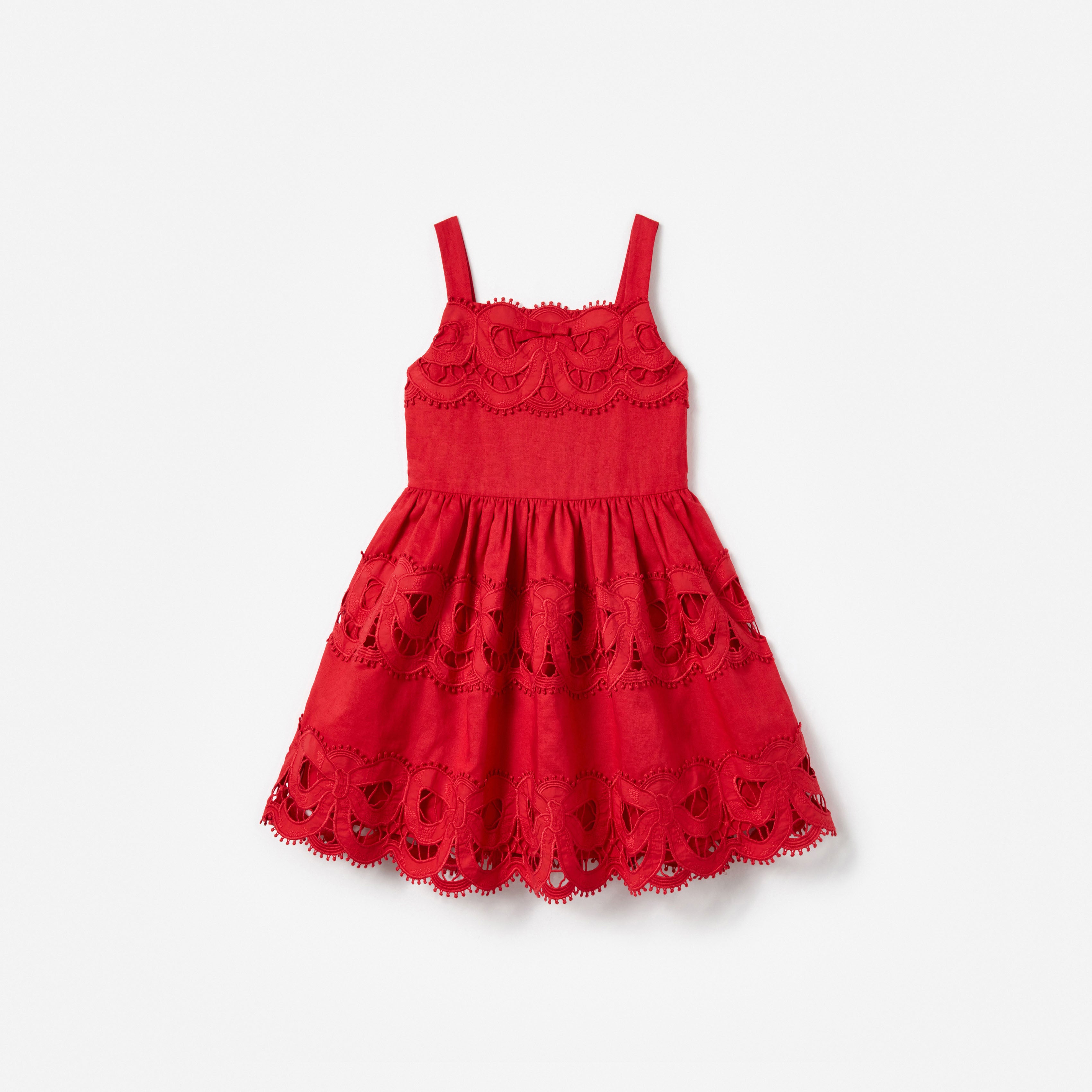 Red Linen Bow Dress – self-portrait