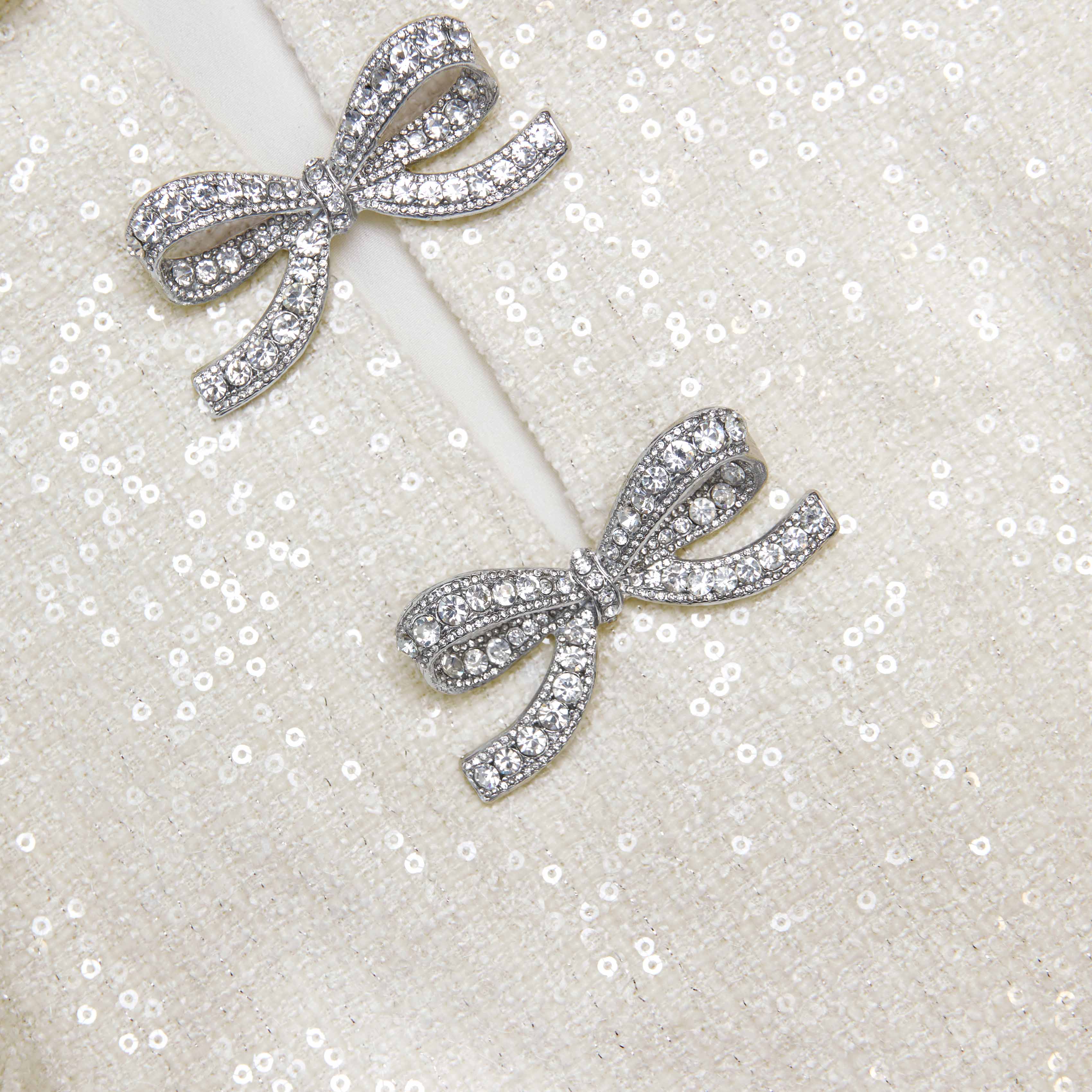 Cream Boucle Bow Mini Dress