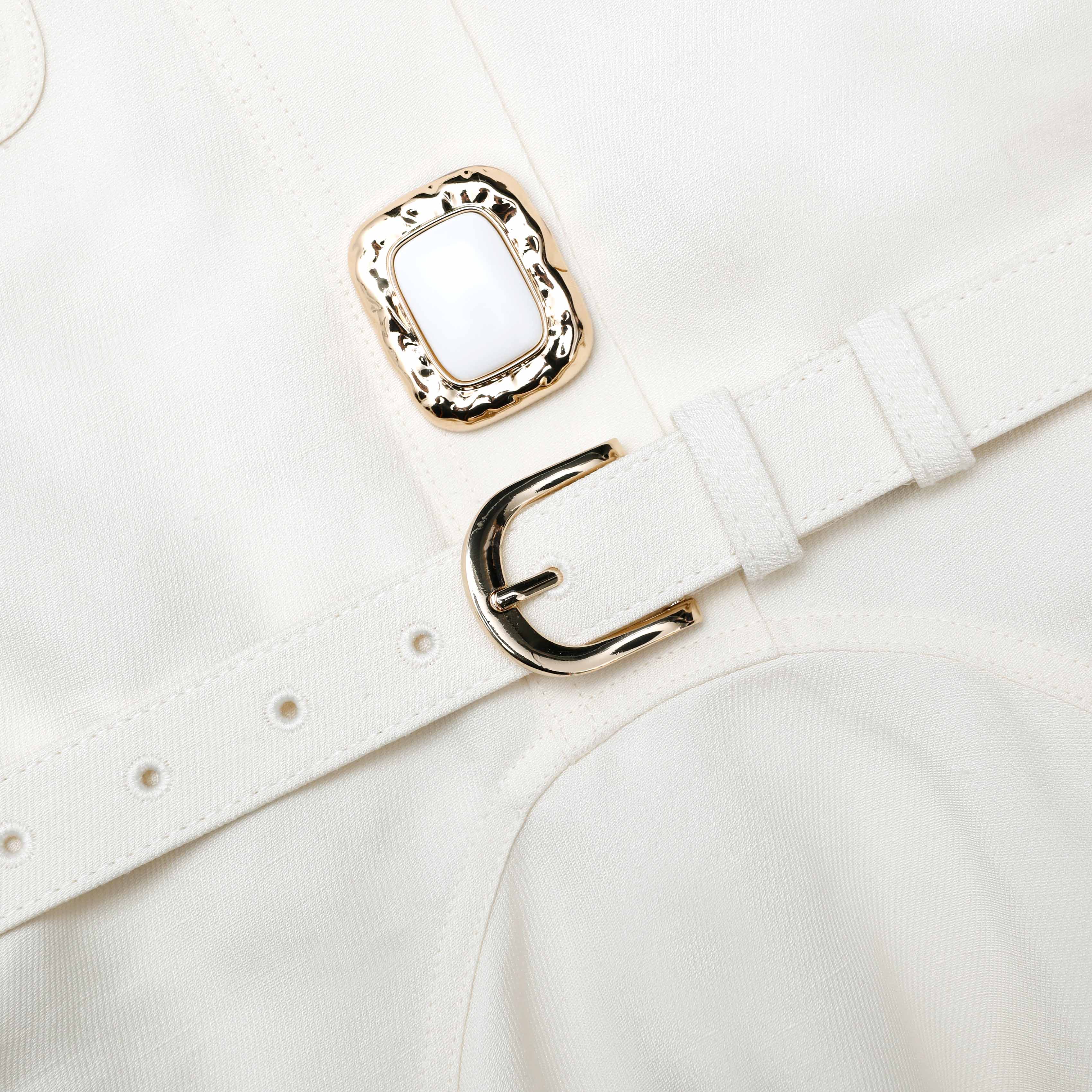 Cream Linen Mini Dress