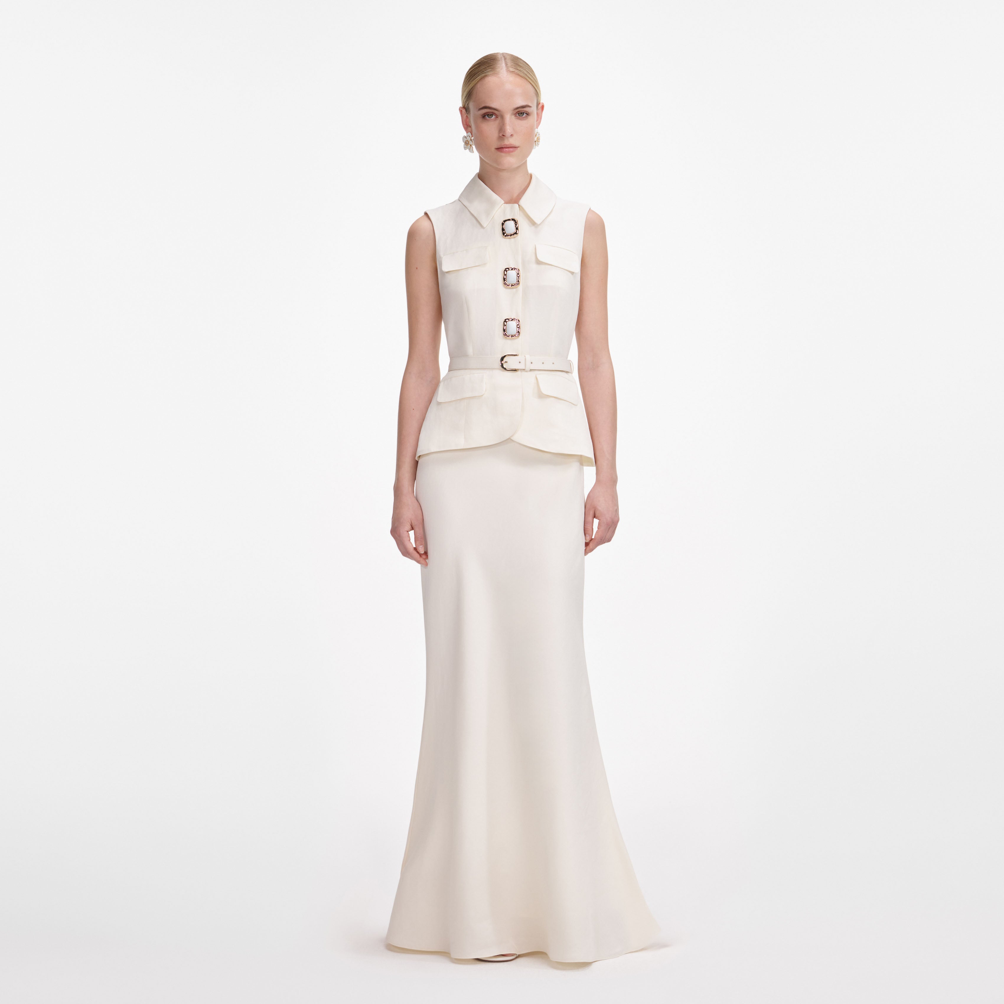 Cream Linen Maxi Dress