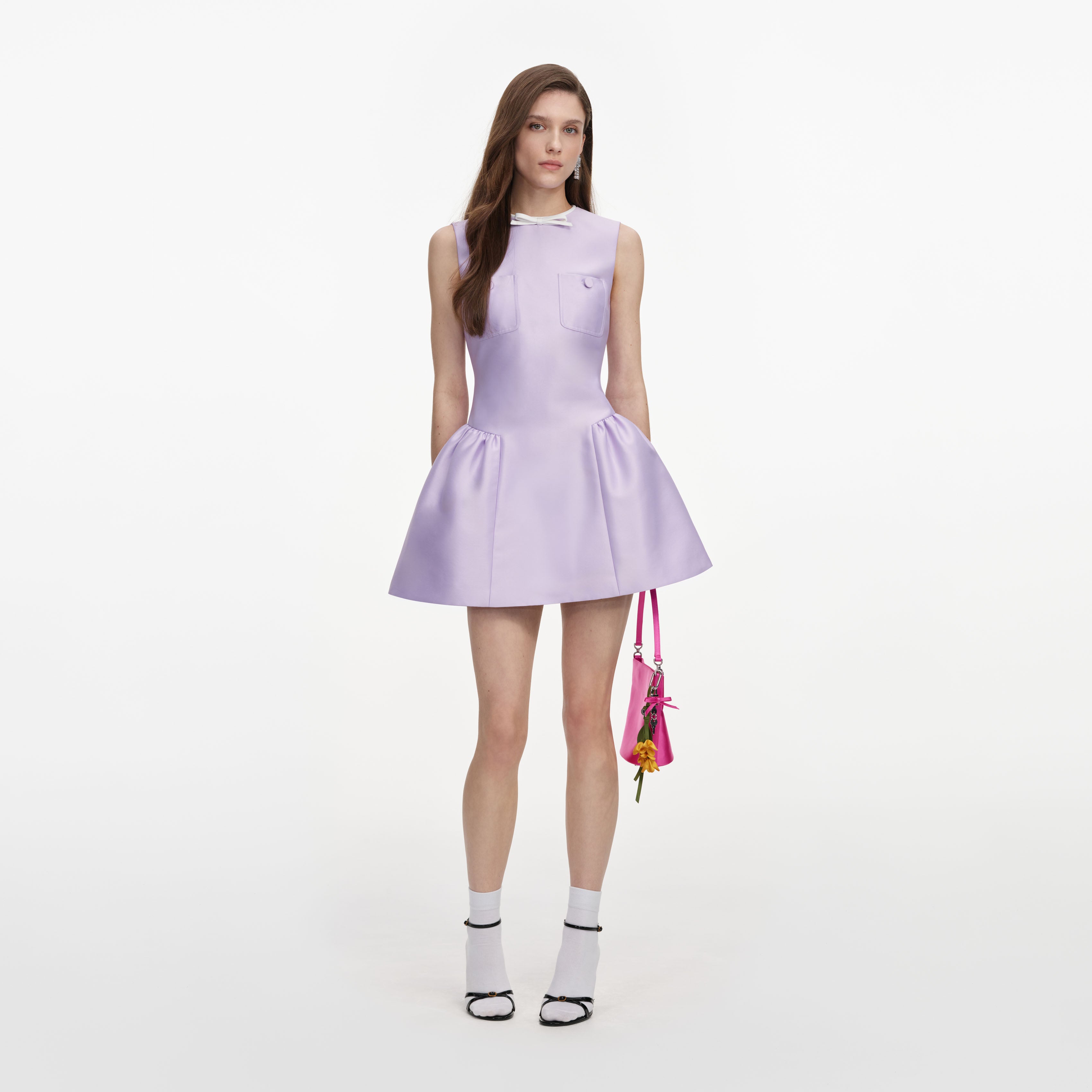 Lilac Taffeta Mini Dress – self-portrait