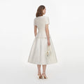 Cream Boucle Taffeta Midi Dress