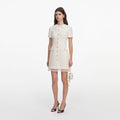 Cream Boucle Lace Trim Tailored Mini Dress