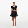 Black Embroidered Mini Skirt