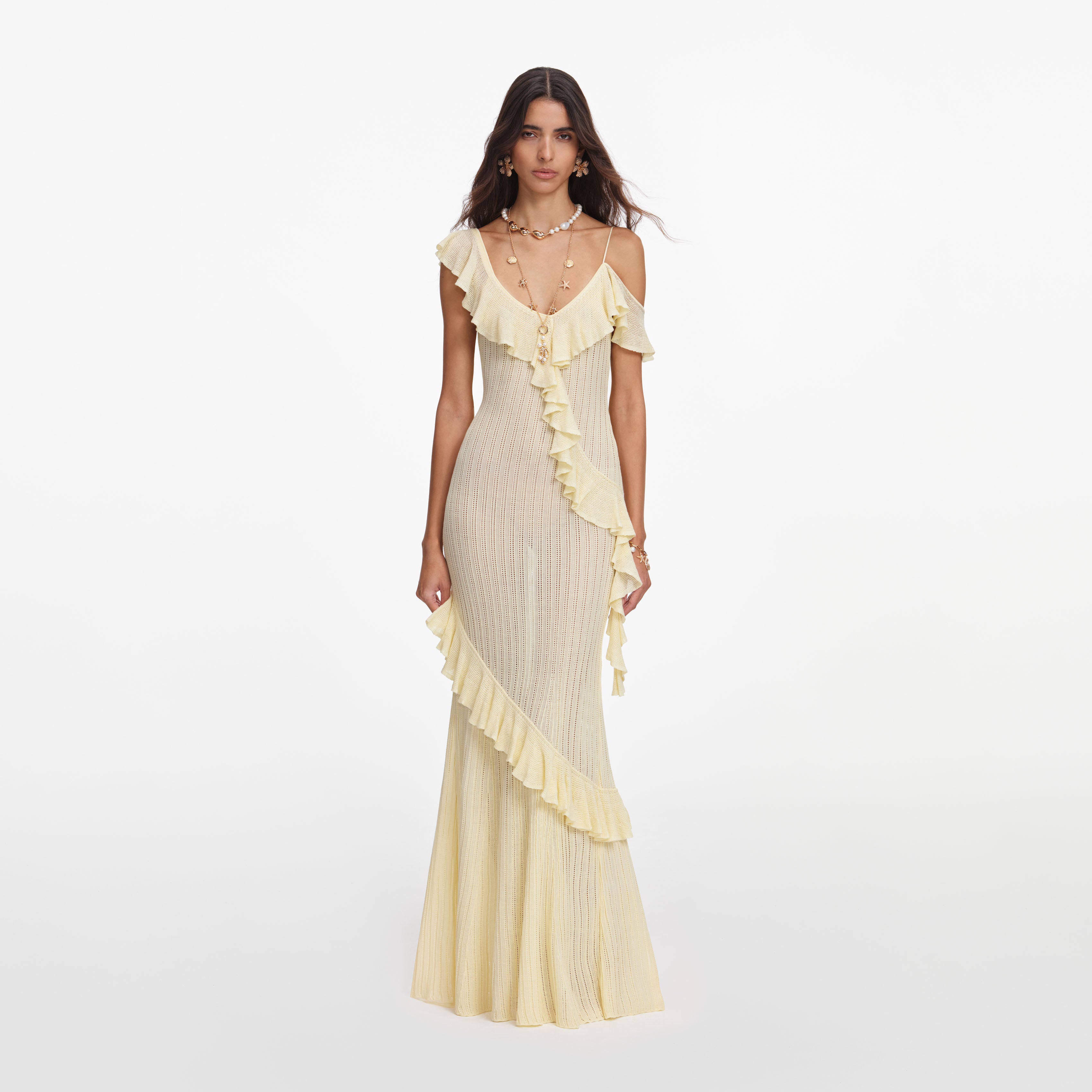 ruffle formal maxi dress Wine Red Ruffle Mesh Midi Dress – HEYFANCYSTYLE main image 1
