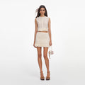 Cream Crochet Flower Knit Mini Skirt