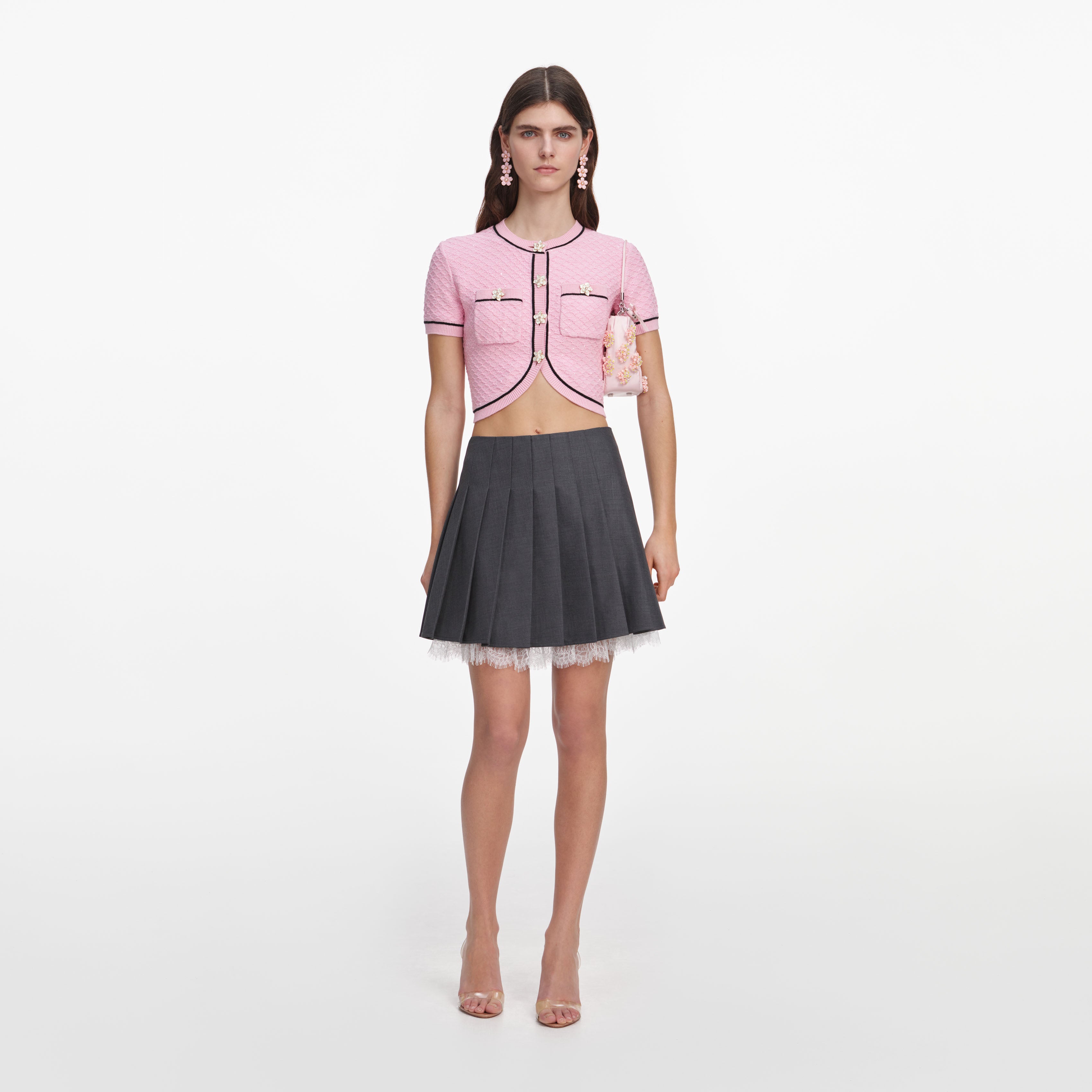 Pink Flower Knit Top – self-portrait