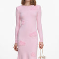 Pink Flower Knit Midi Dress