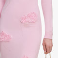 Pink Flower Knit Midi Dress