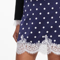 Navy Polka Dot Satin Mini Skirt