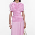 Pink Jersey Gathered Maxi Dress