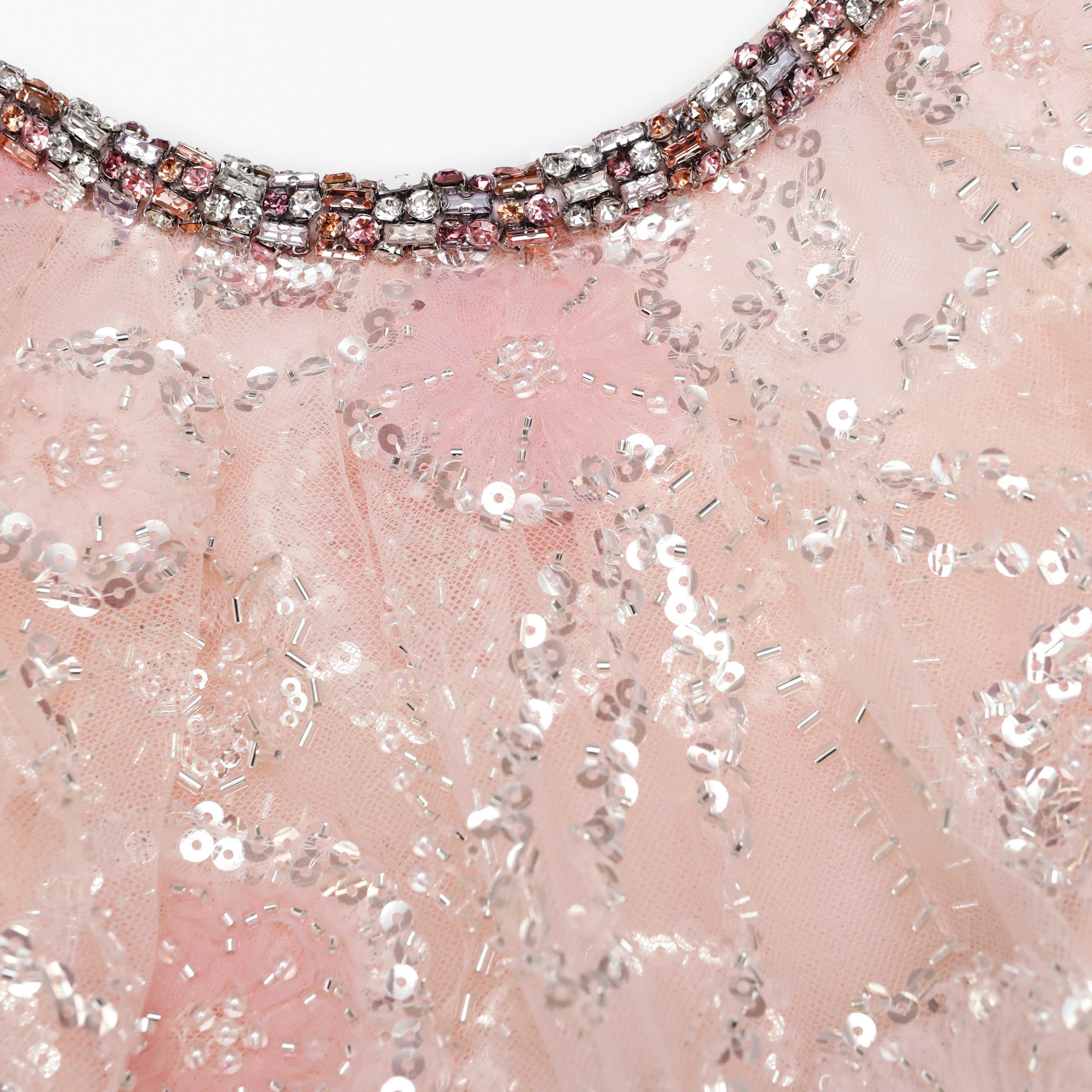 Pink Embellished Cape Midi Dress