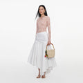 White Cotton Asymmetric Midi Skirt