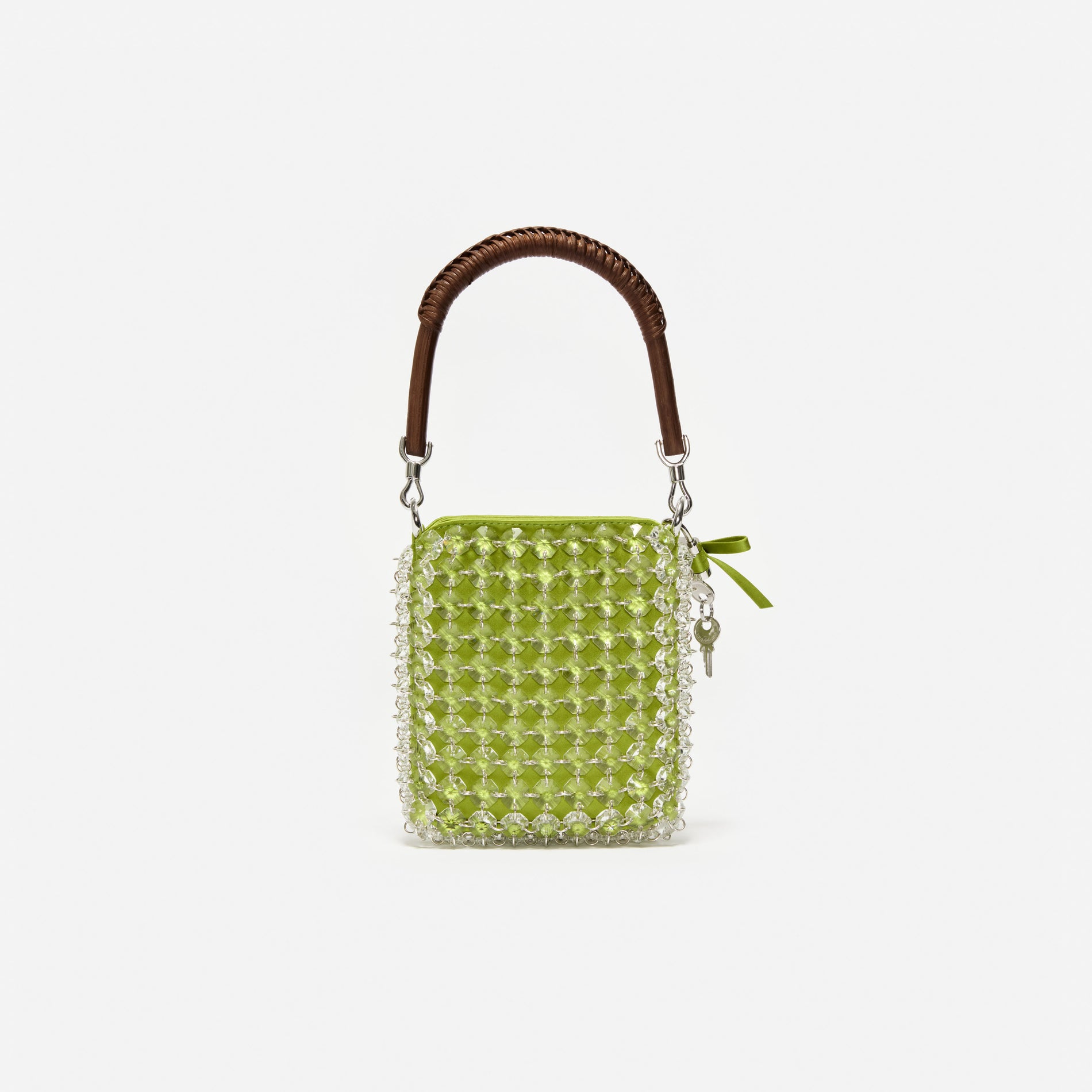 Green Crystal Chain Mini Tote Bag