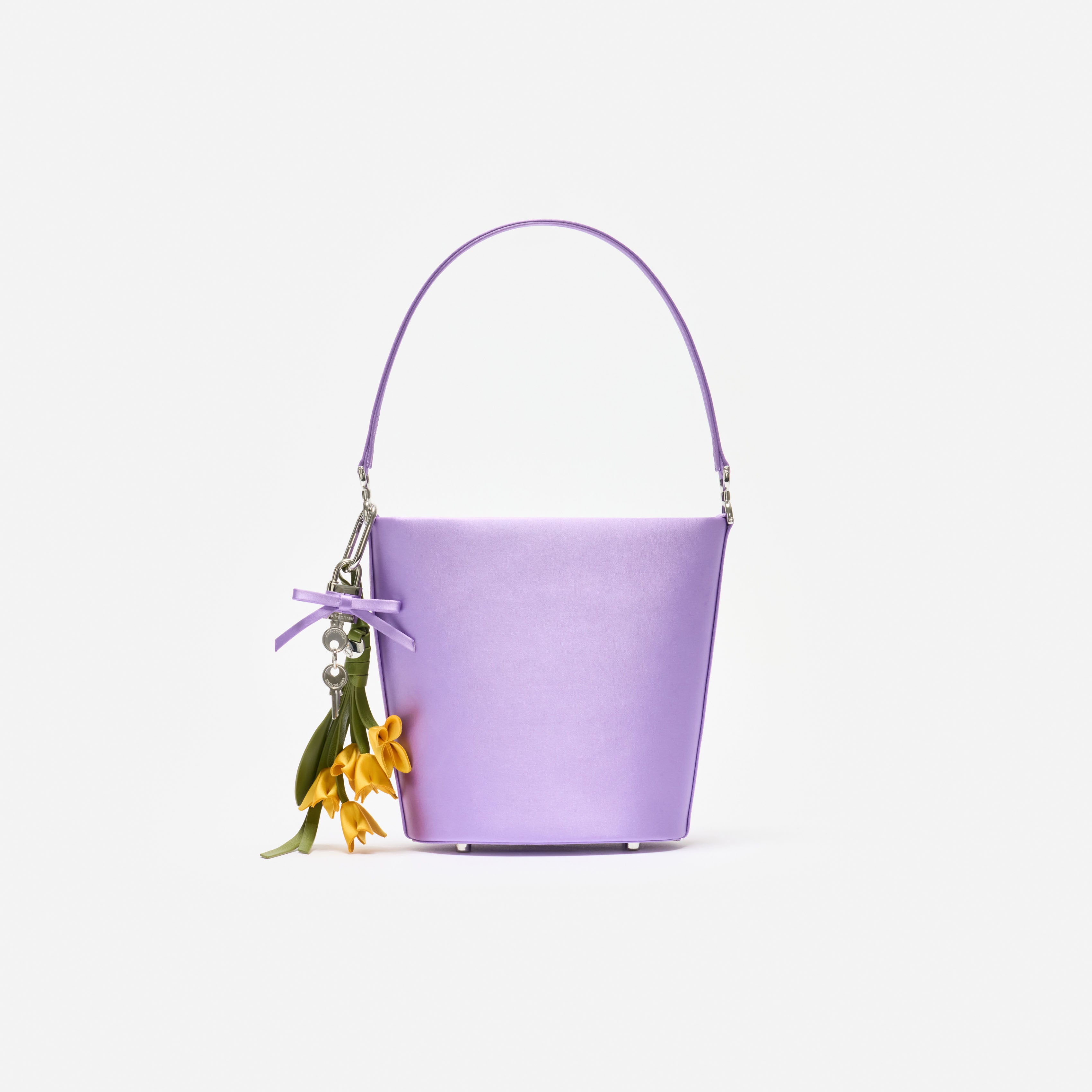 Lilac Satin Bucket Bag – self-portrait