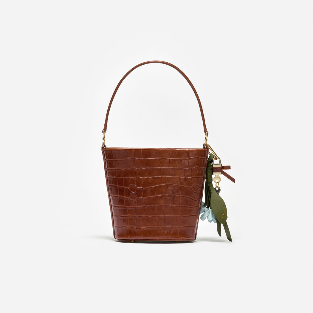 Brown Leather Bucket Bag