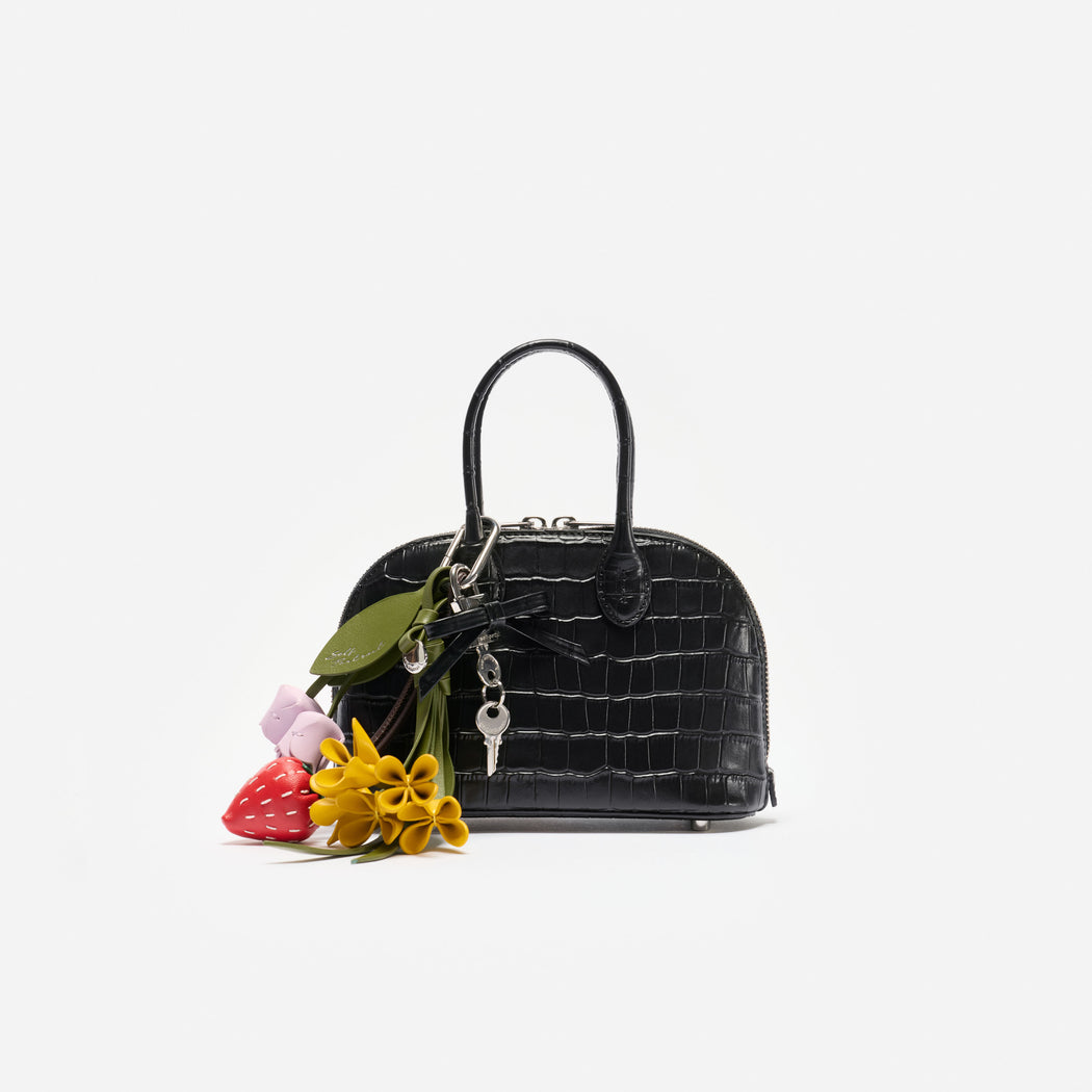 Embossed Leather Black Mini Bag