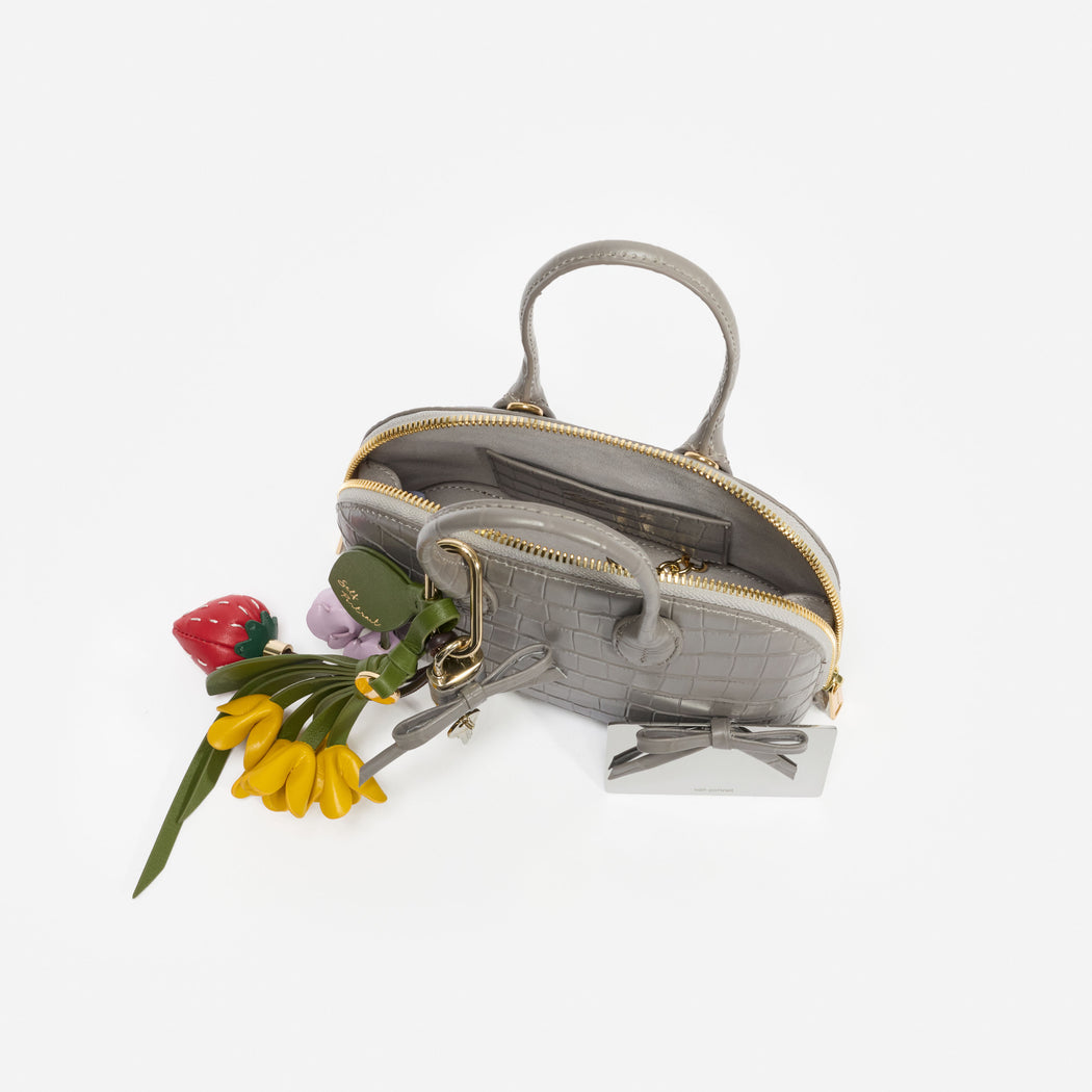 Embossed Leather Grey Mini Bag