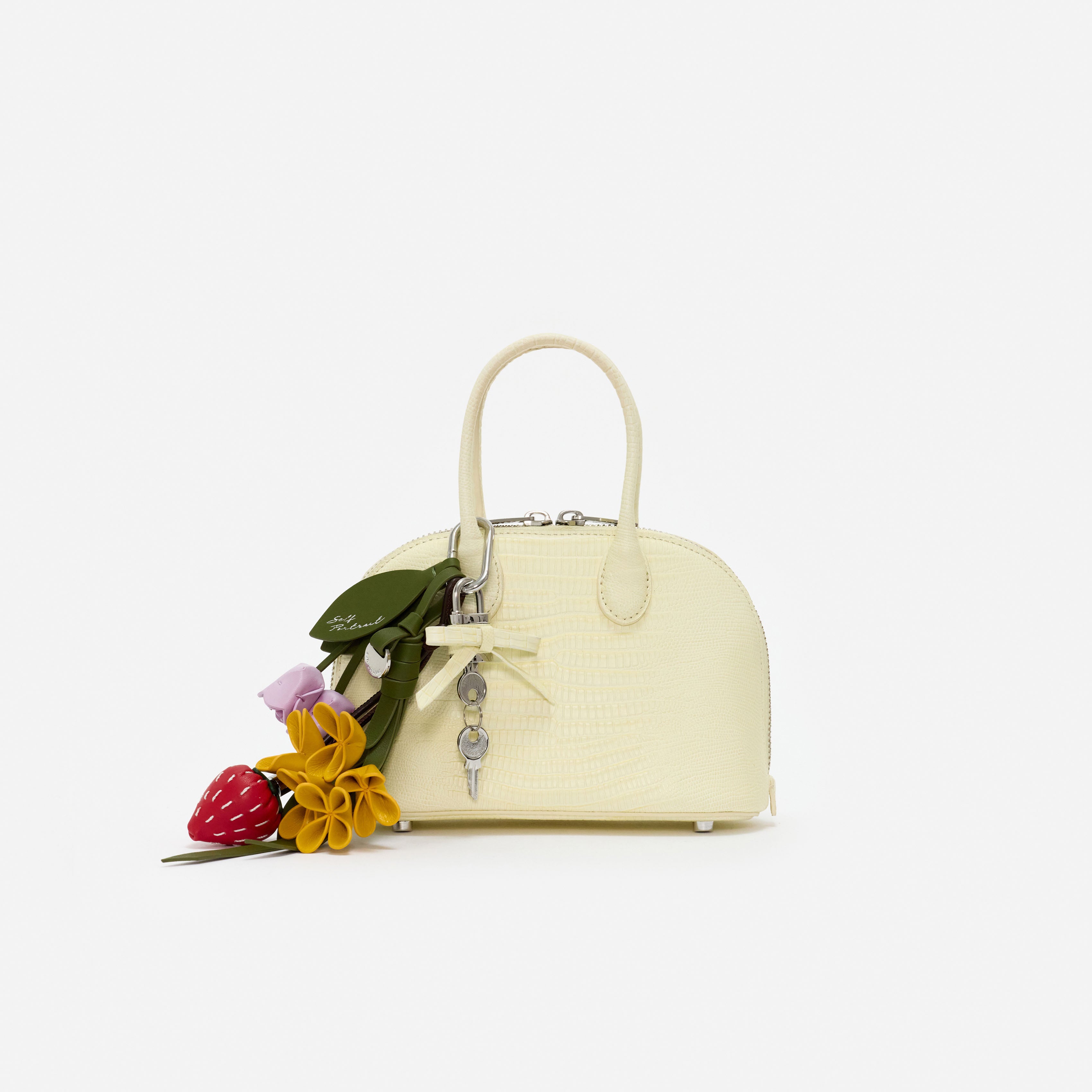 Embossed Leather Yellow Mini Bag – self-portrait