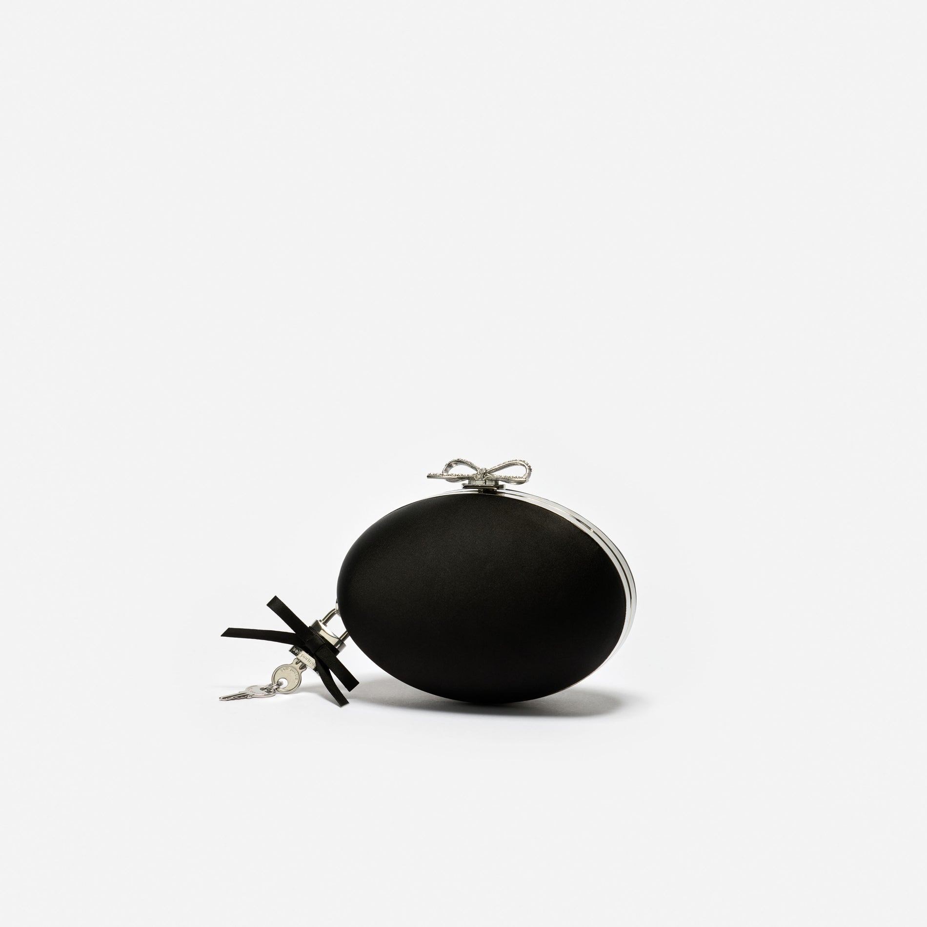 Black Satin Oval Clutch
