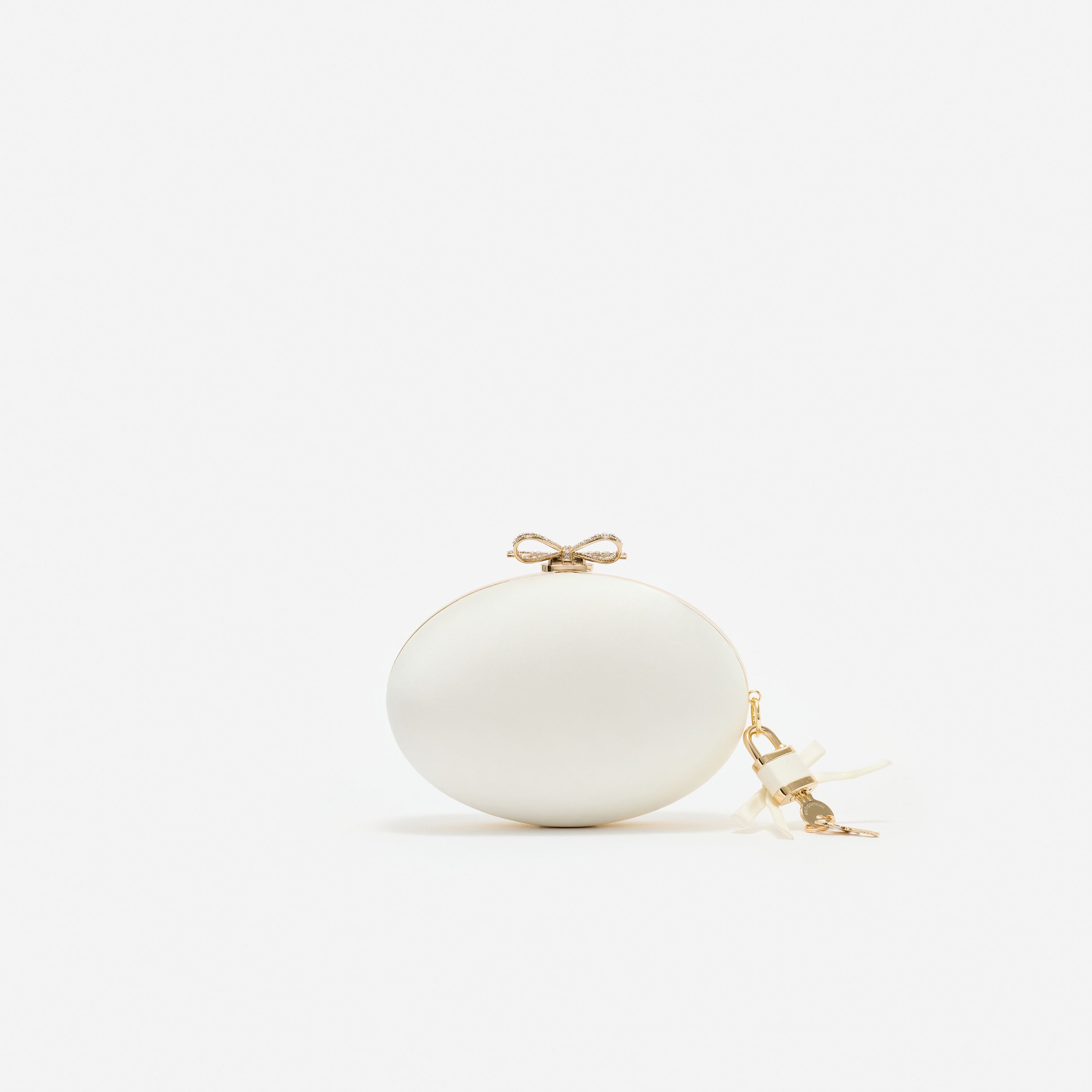 Cream Satin Oval Clutch