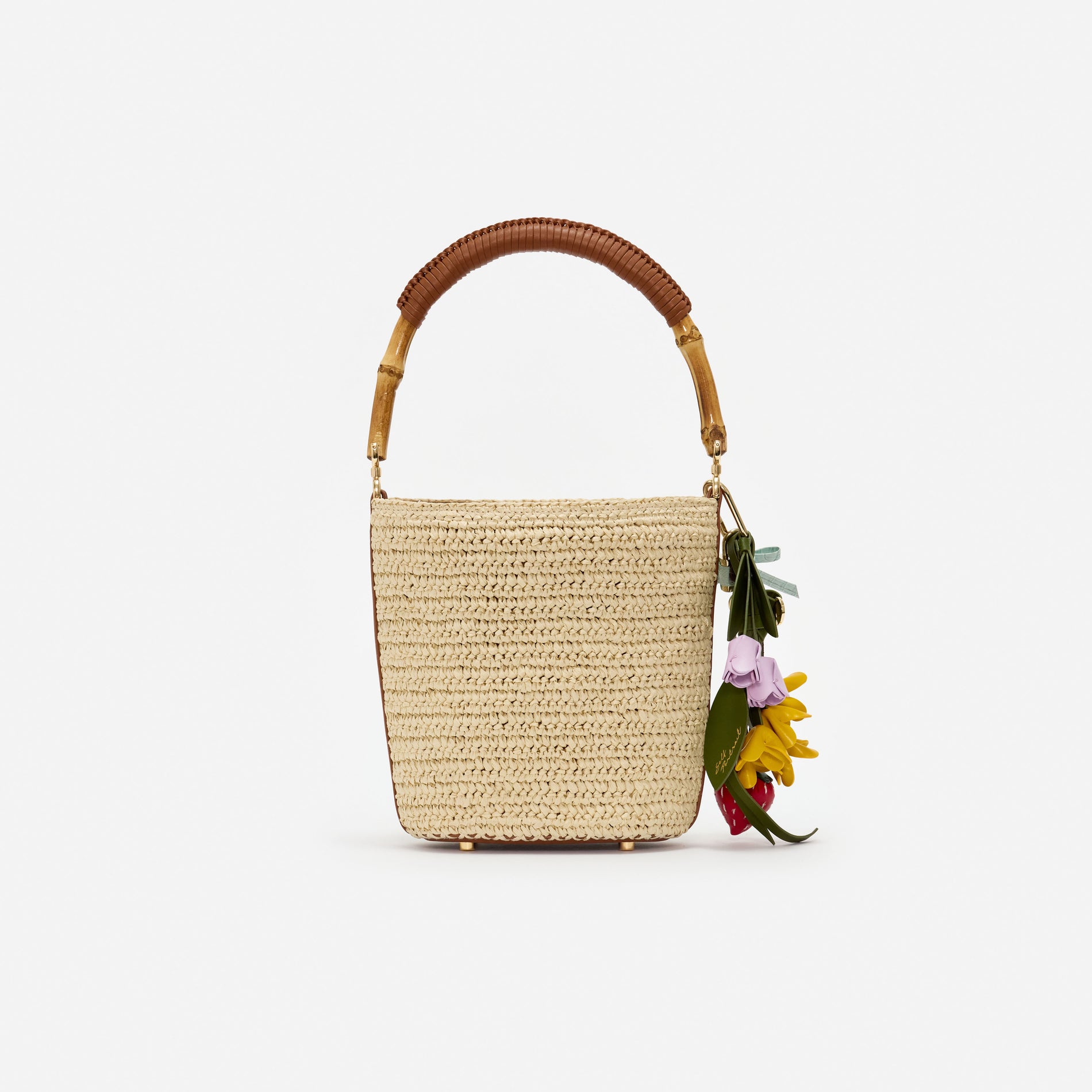 Raffia Charm Bucket Bag